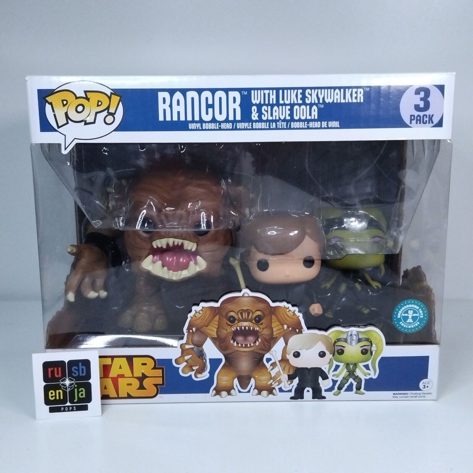 Funko Pop! Star Wars Blue Box Rancor with Luke Skywalker & Slave Oola 3 Pack