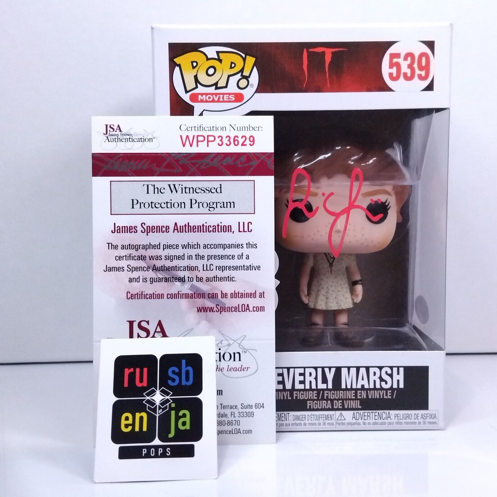 Funko Pop! Movies Horror IT Beverly Marsh Signed Sophia Lillis COA #539