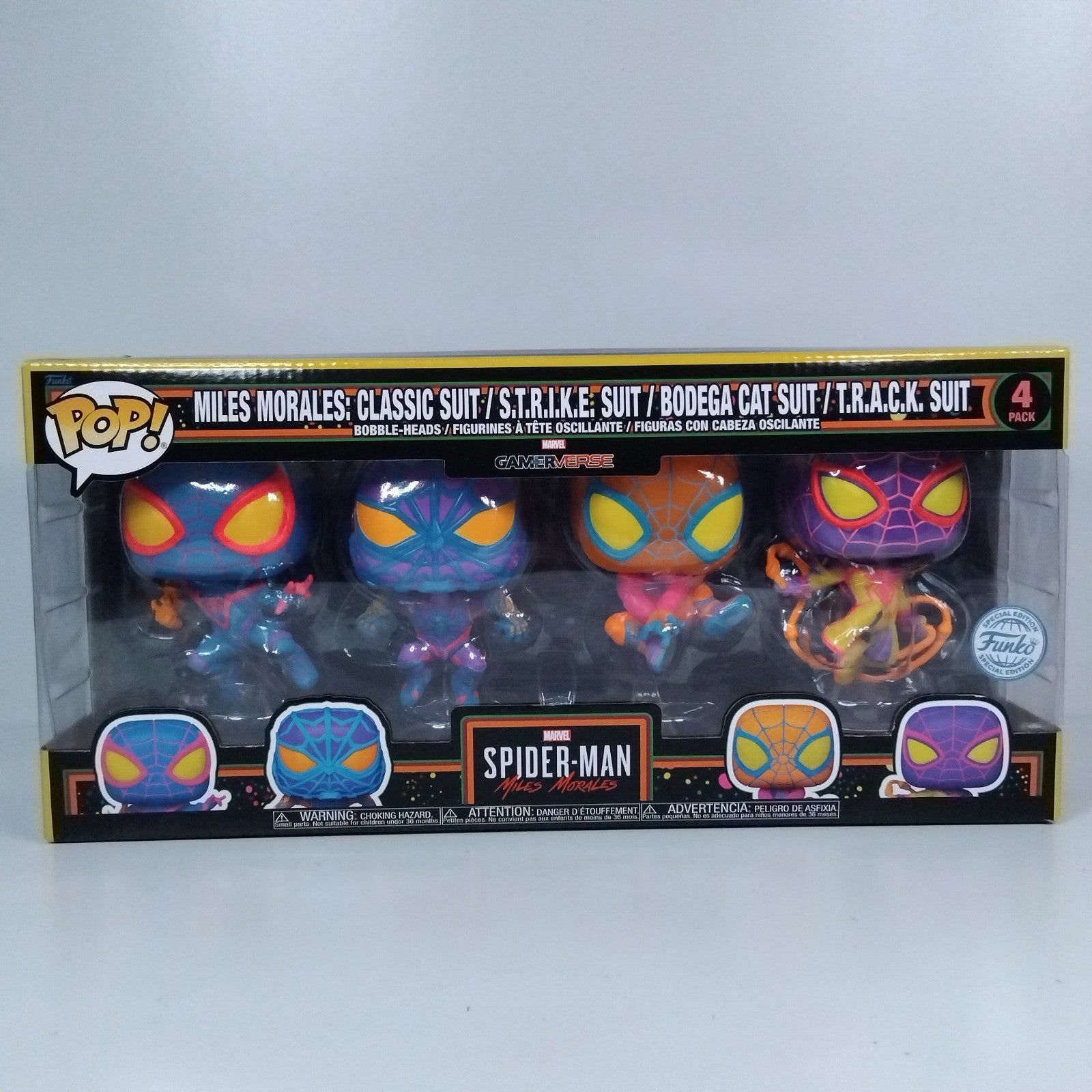 Funko Pop! Marvel Blacklight Spider-Man Miles Morales 4 Pack