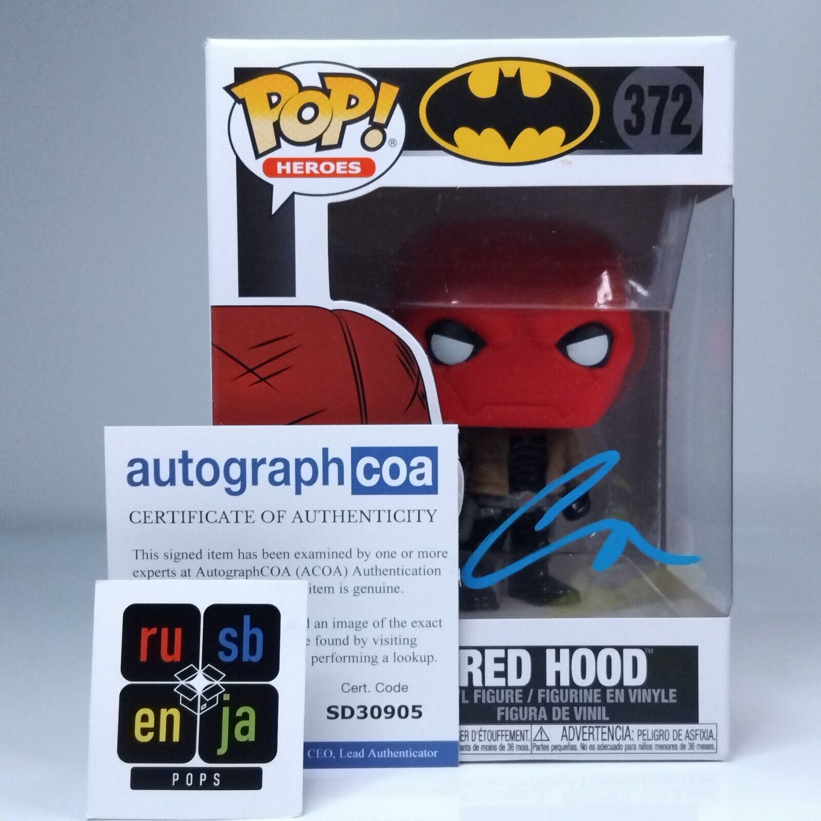 Funko Pop! DC Heroes Batman Red Hood Signed Curran Walters COA #372 WS