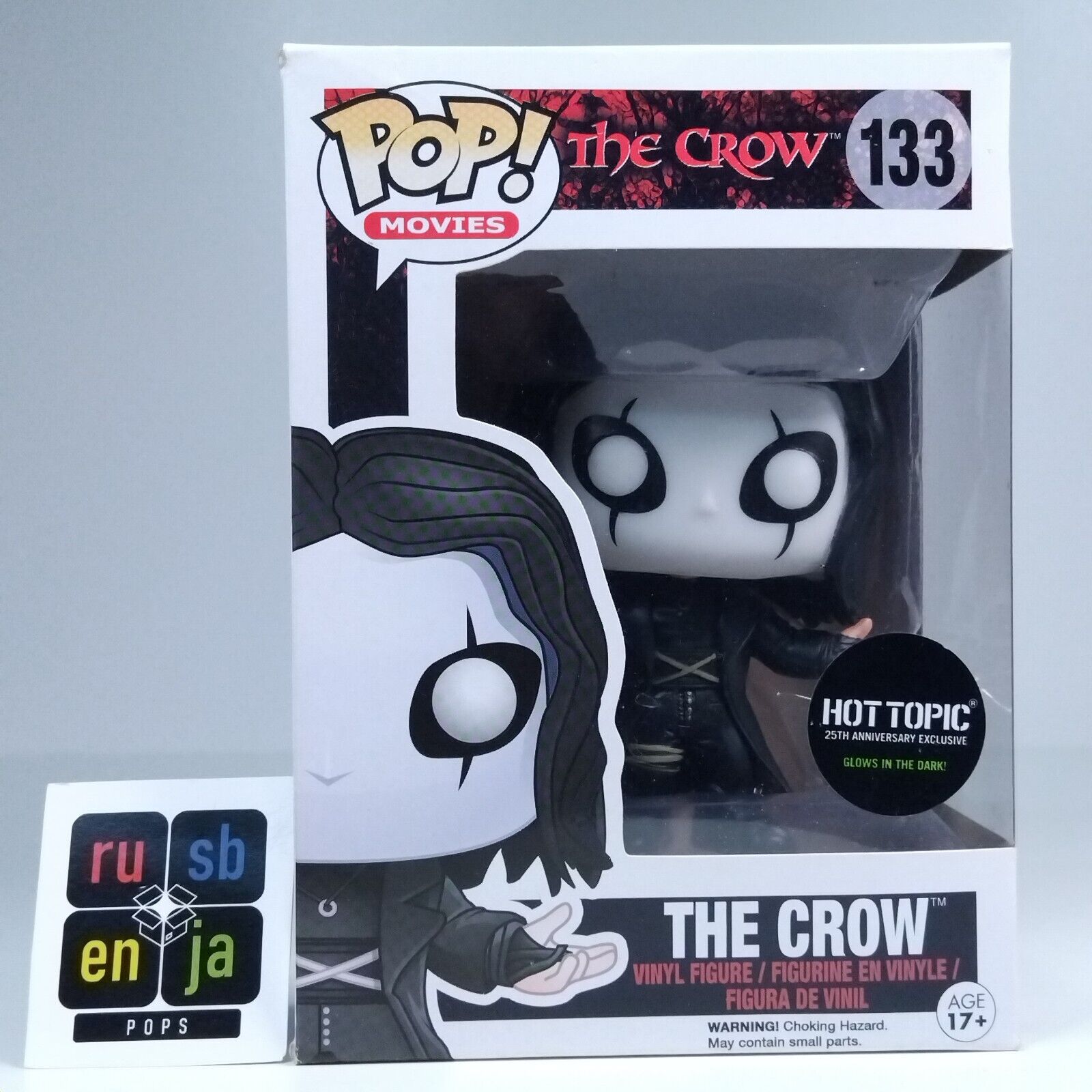 Funko Pop! Movies Horror The Crow Glows in Dark Hot Topic #133 BOX DAMAGE/FADING