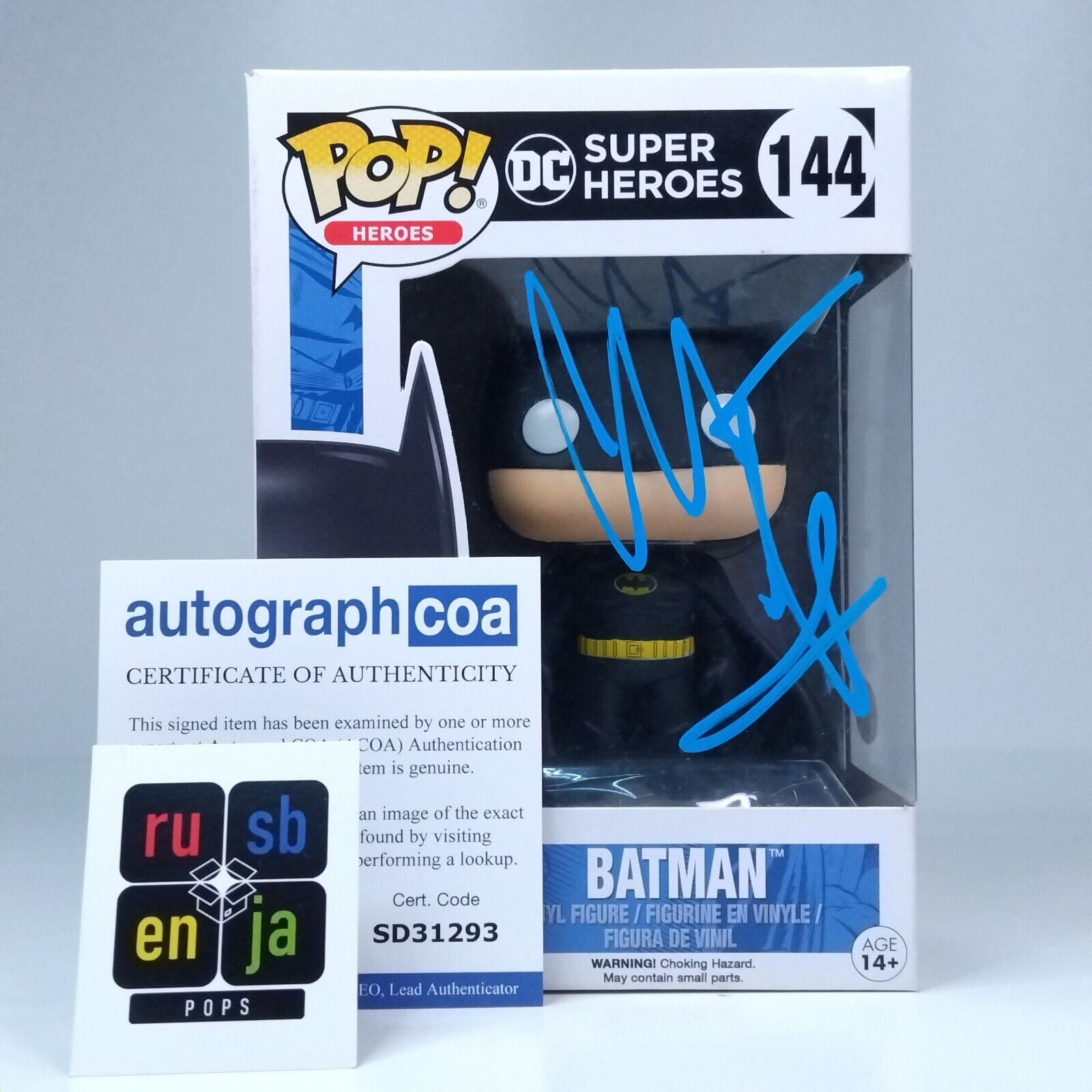 Funko Pop! DC Heroes Batman Signed Christian Bale COA #144 WS