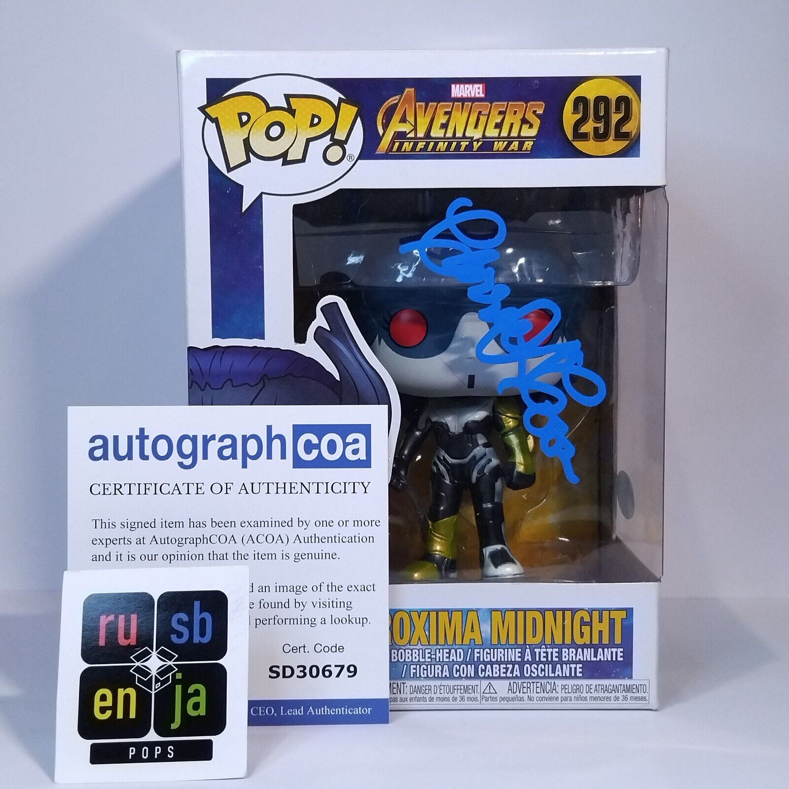 Funko Pop! Marvel Avengers Proxima Midnight Signed Carrie Coon COA #292 WS