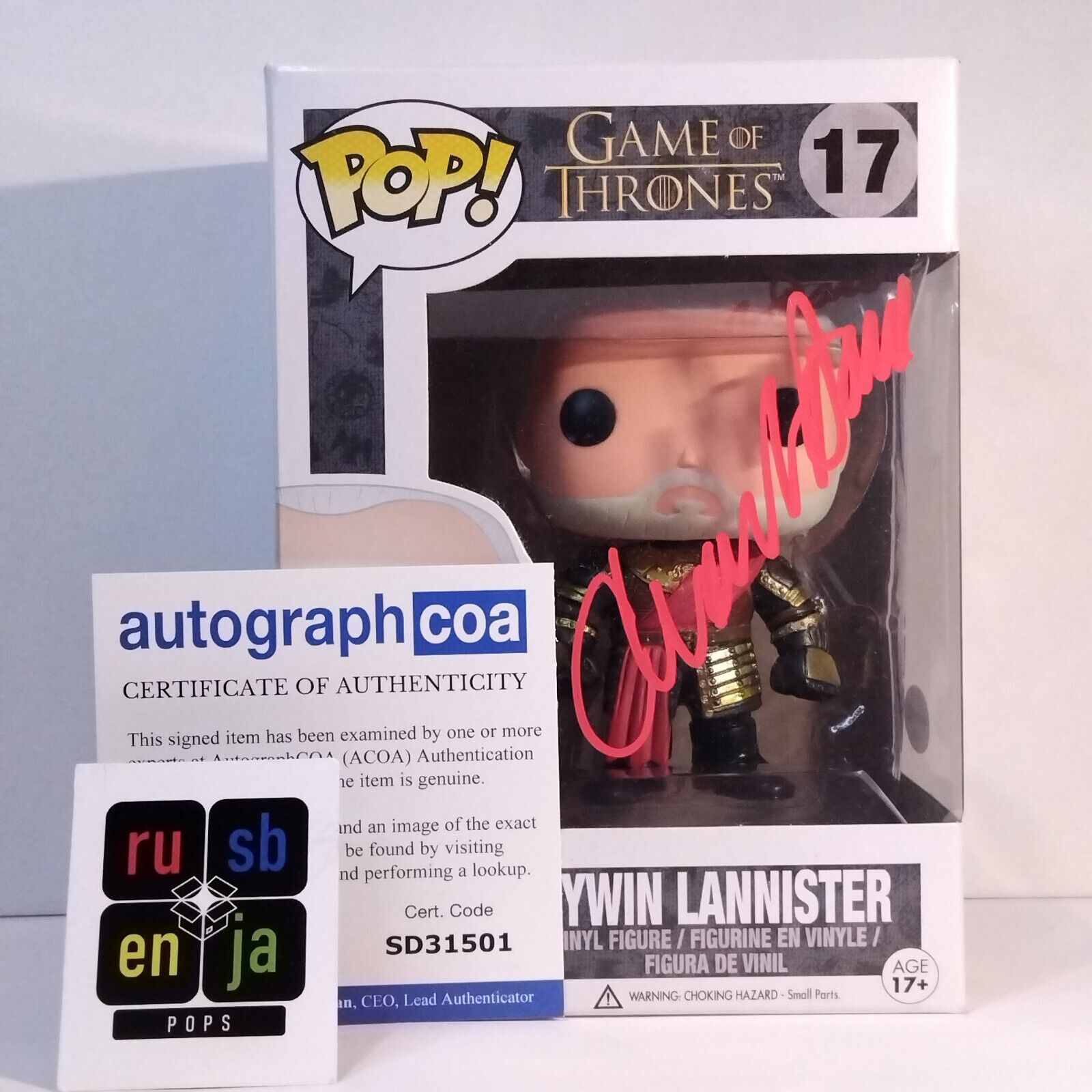 Funko Pop! TV Game of Thrones Tywin Lannister Signed Charles Dance COA #17 WS