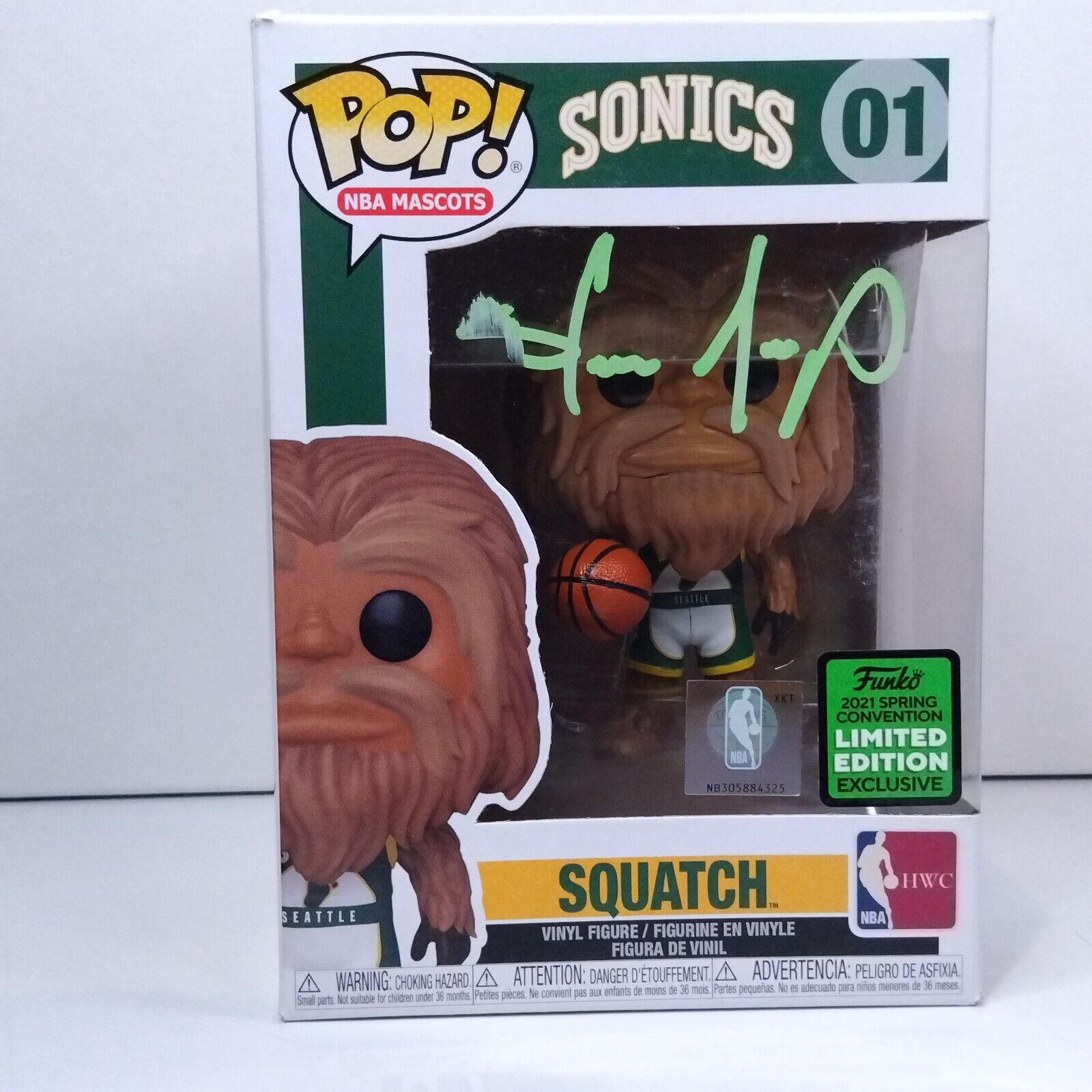 Funko Pop! Sports NBA Sonics Squatch Signed Shawn Kemp COA #01