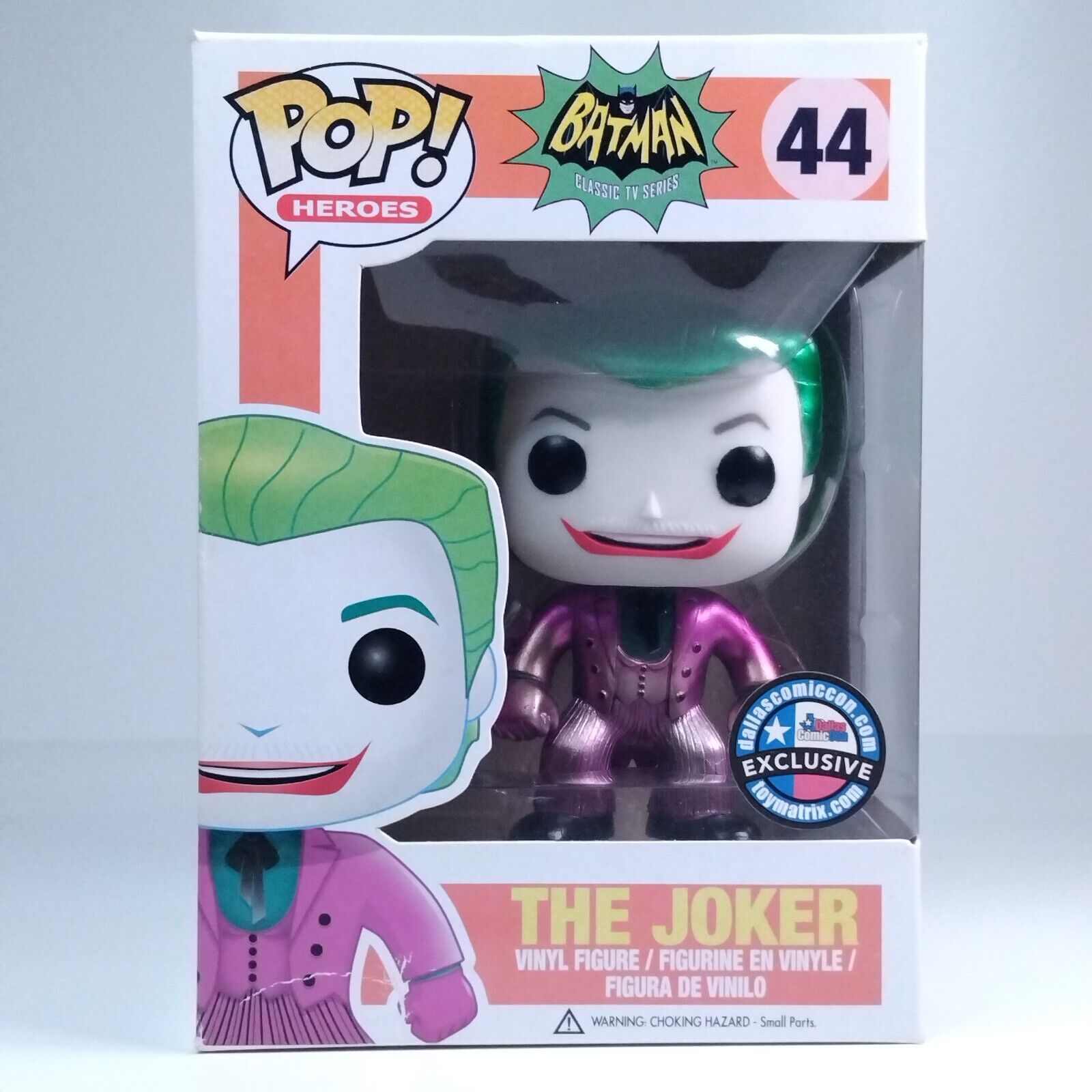 Funko Pop! DC Heroes The Joker Metallic Dallas Con #44 BAD BOX DAMAGE