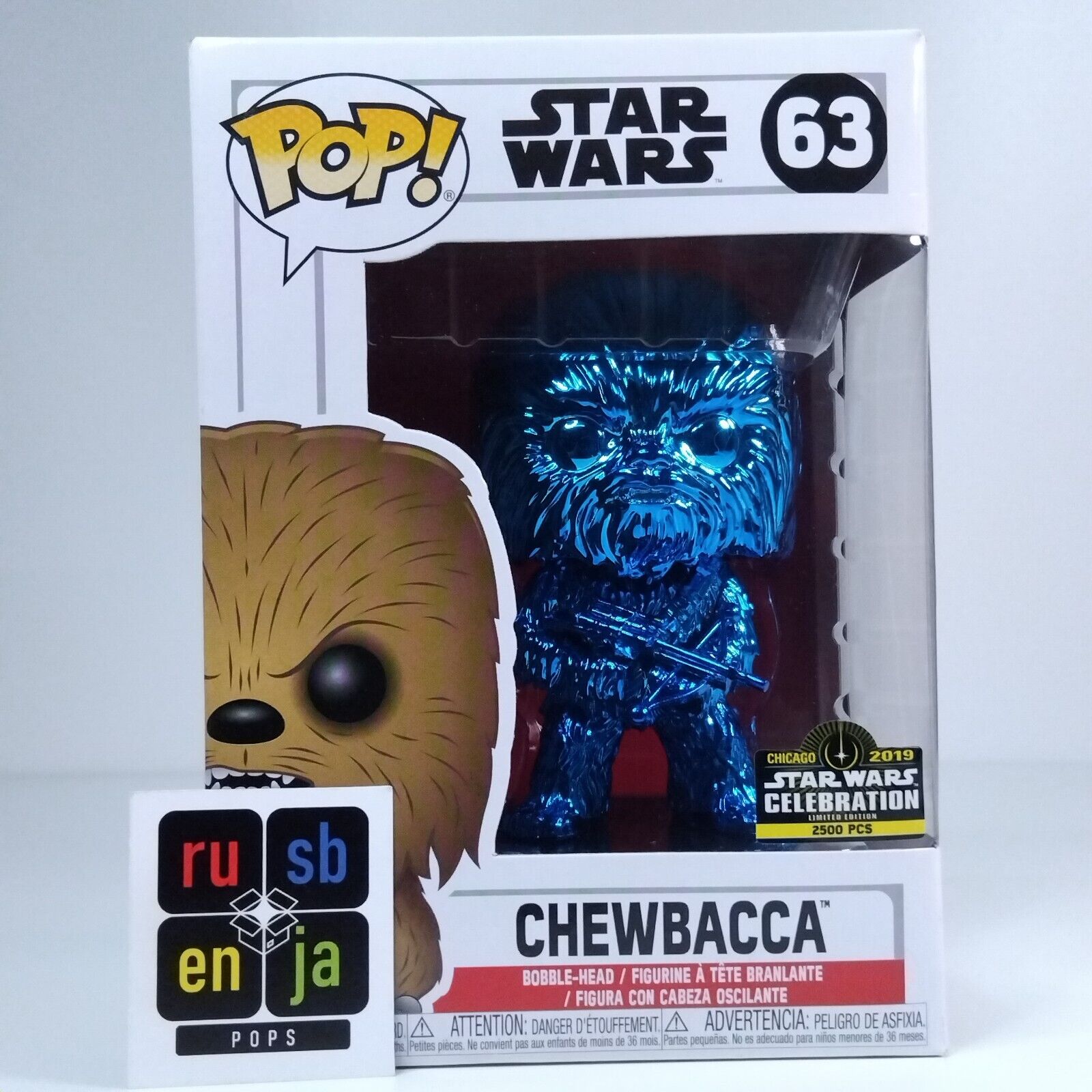 Funko Pop! Star Wars Celebration Chewbacca Blue Chrome 2,500 Pcs #63