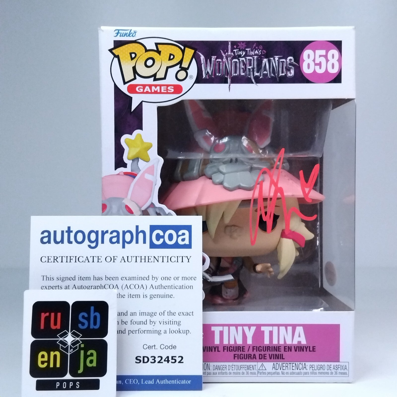 Funko Pop! Games Tiny Tinas Wonderlands Tiny Tina Signed Ashly Burch COA #858 WS
