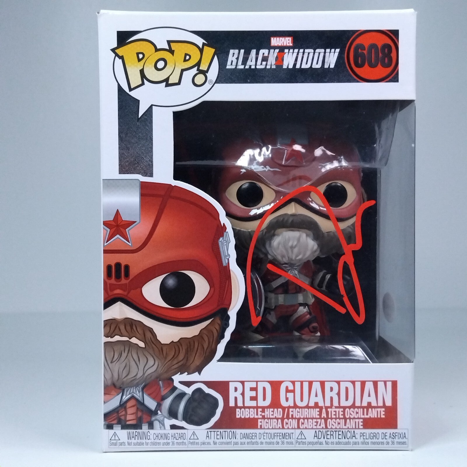 Funko Pop! Marvel Black Widow Red Guardian Signed David Harbour #608 COA WS
