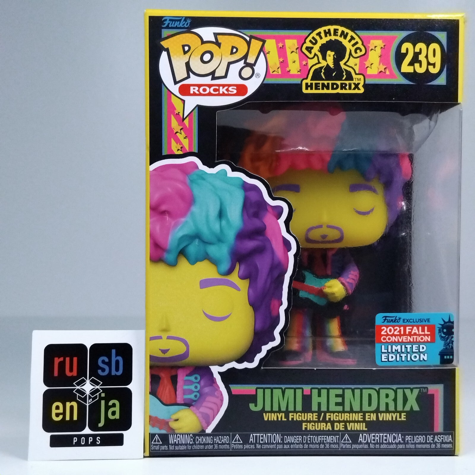 Funko Pop! Rocks Music Blacklight Yellow Jimi Hendrix Limited Edition #239