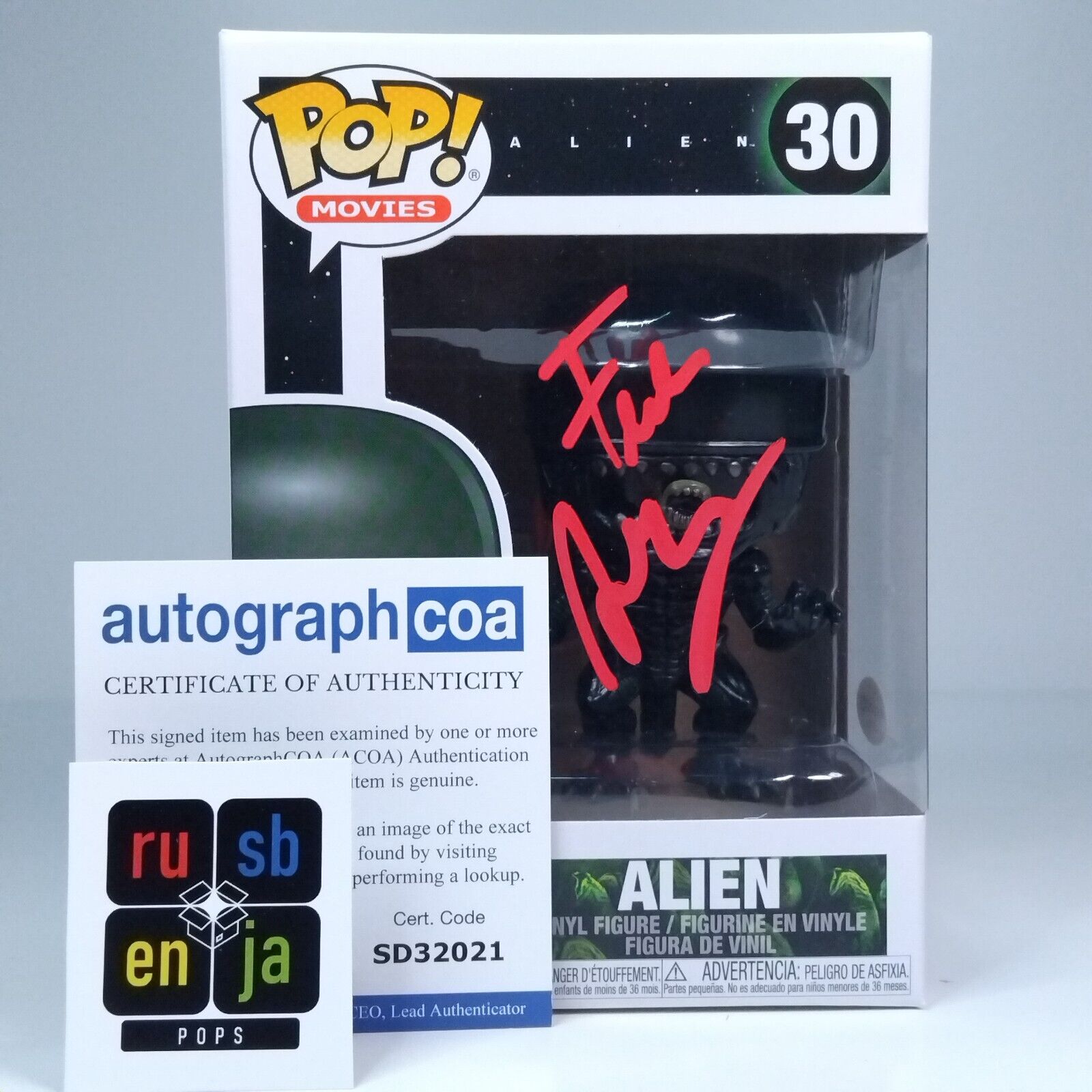 Funko Pop! Movies Horror Alien Director Signed Fede Alvarez COA #30 WS