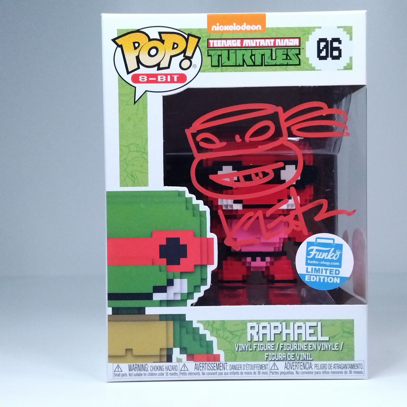 Funko Pop! 8-BIT TMNT Ninja Turtles Raphael Signed Kevin Eastman 7BAP COA #06