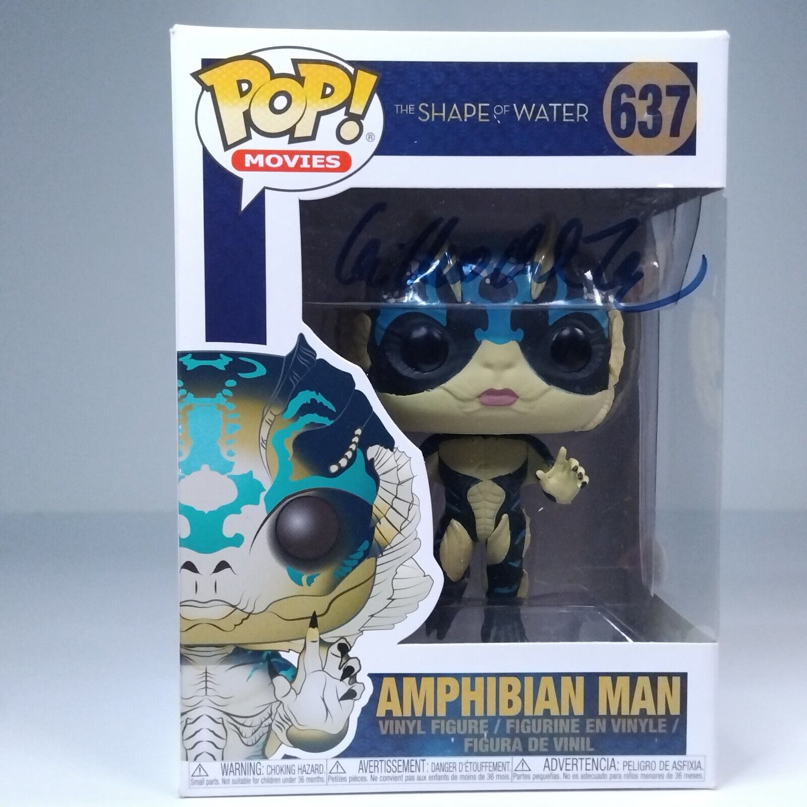 Funko Pop! Movies Shape Water Amphibian Man Signed Guillermo Del Toro COA #637