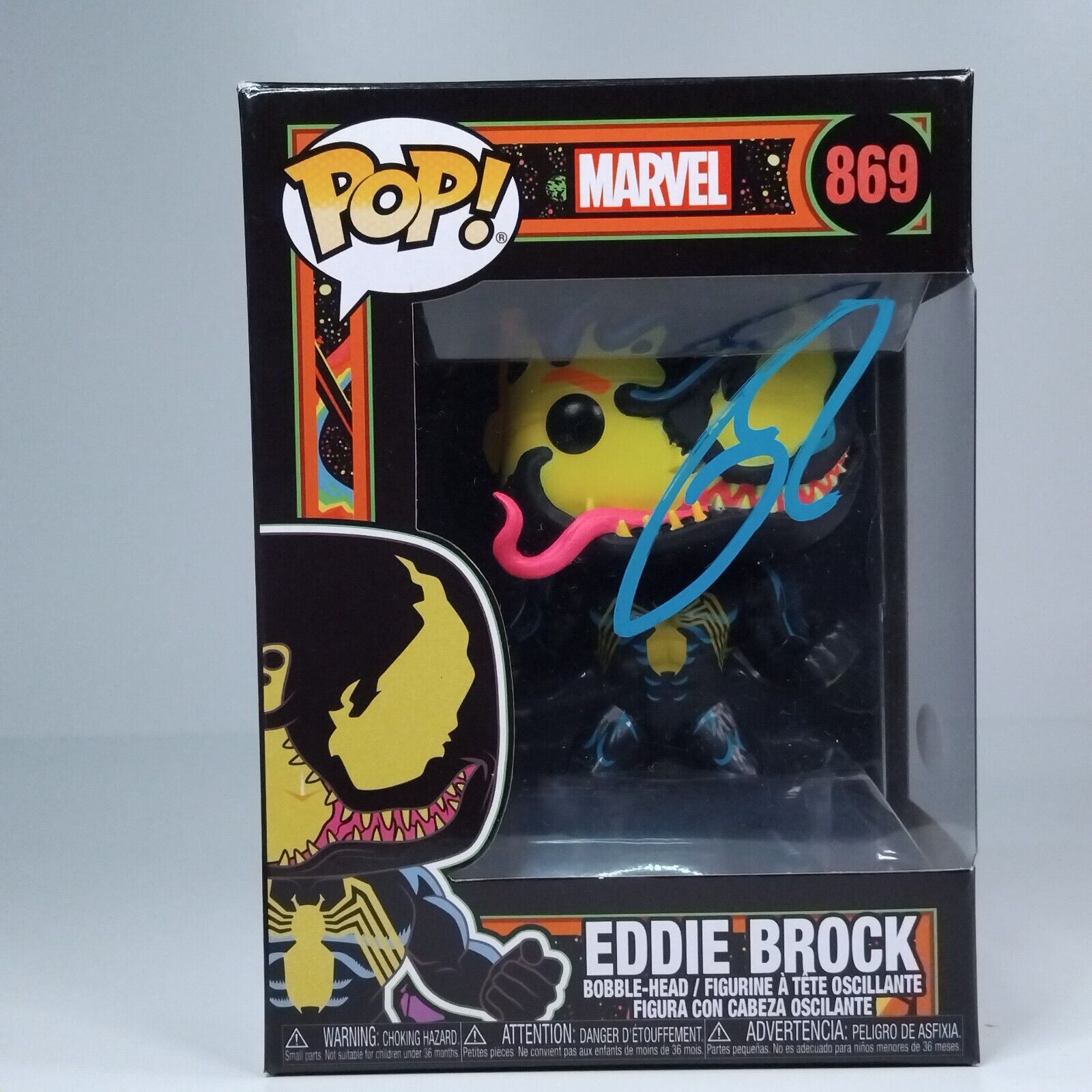 Funko Pop! Marvel Blacklight Eddie Brock Signed Tom Hardy COA #869 WS