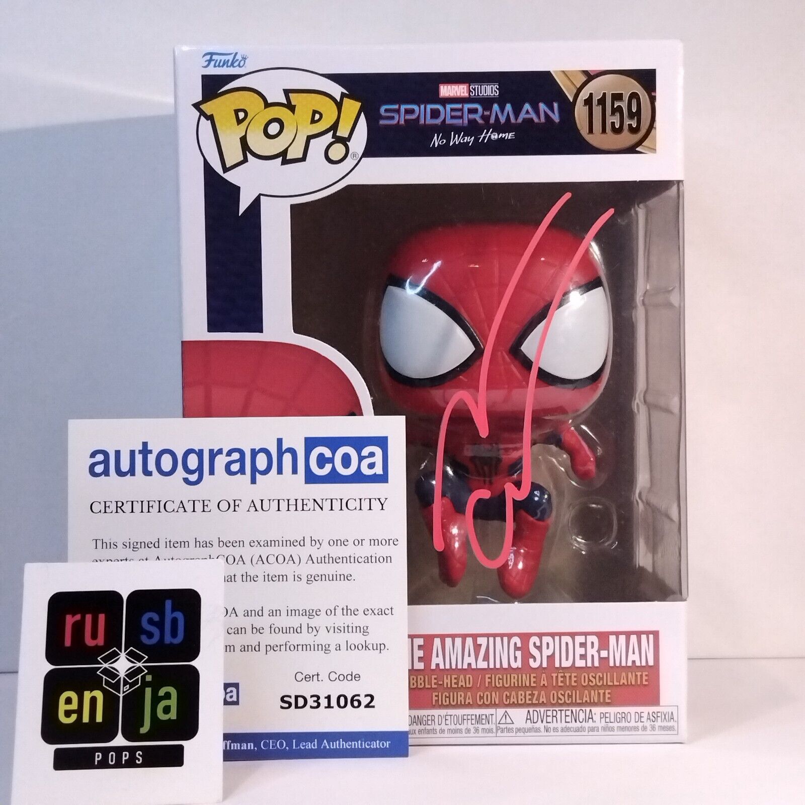 Funko Pop! Marvel The Amazing Spider-Man Signed Andrew Garfield COA #1159 WS