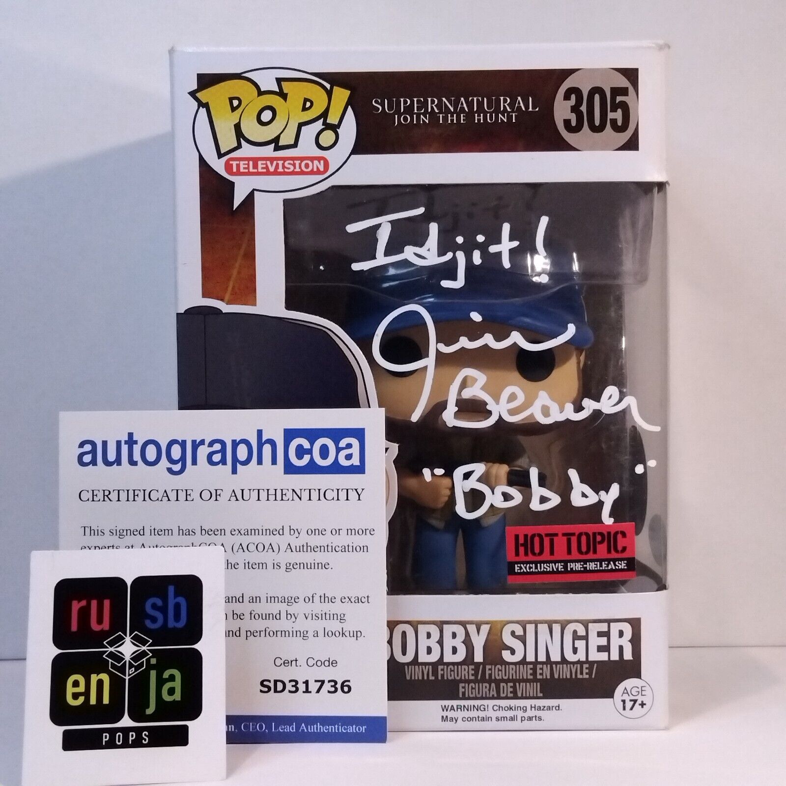 Funko Pop! TV Supernatural Bobby Singer Signed Jim Beaver COA #305