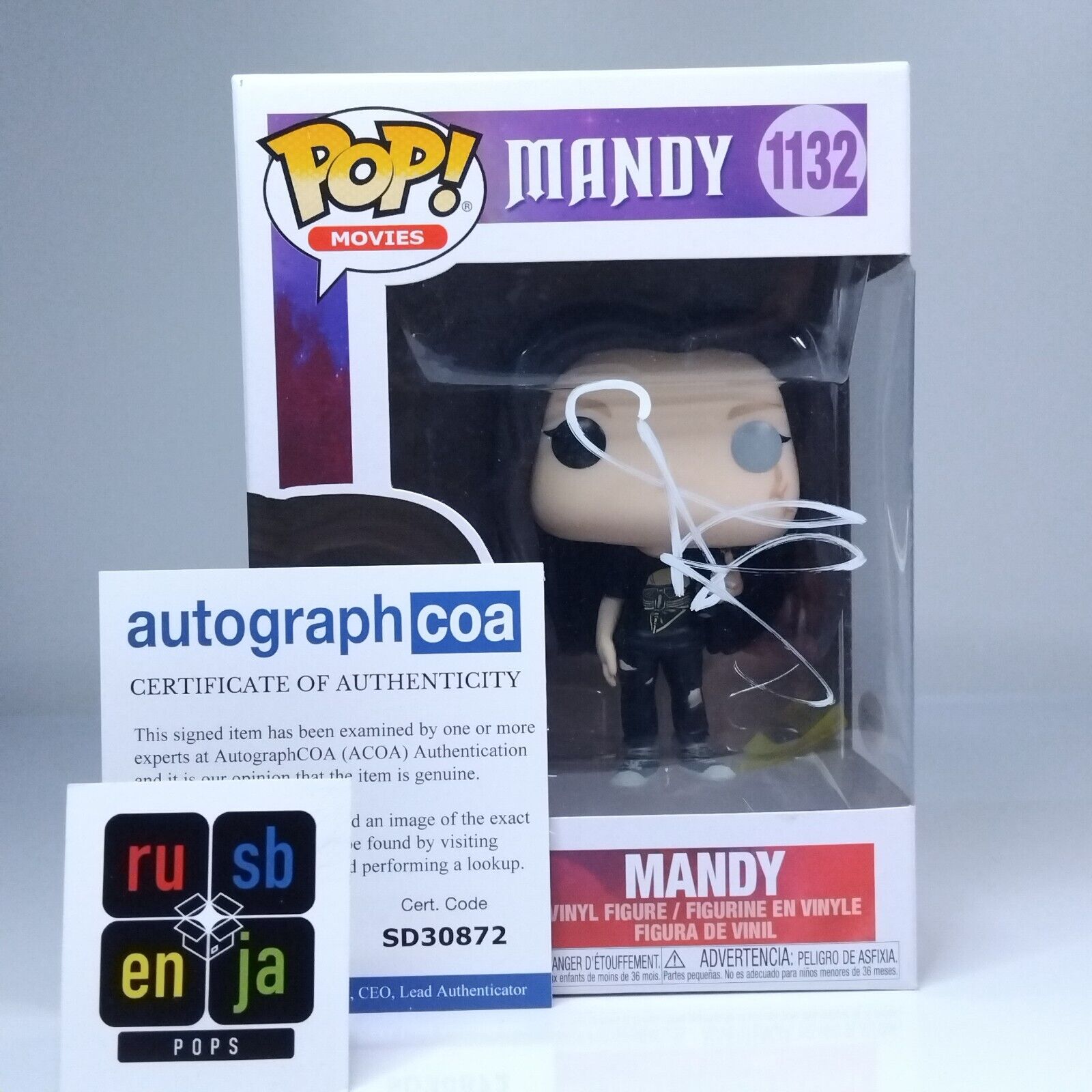 Funko Pop! Movies Horror Mandy Signed Andrea Riseborough COA #1132 WS