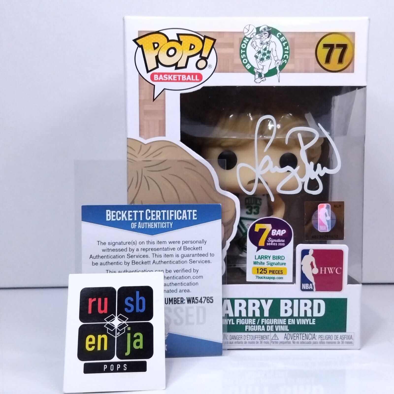 Funko Pop! Sports NBA Basketball Larry Bird Signed 7BAP COA #77