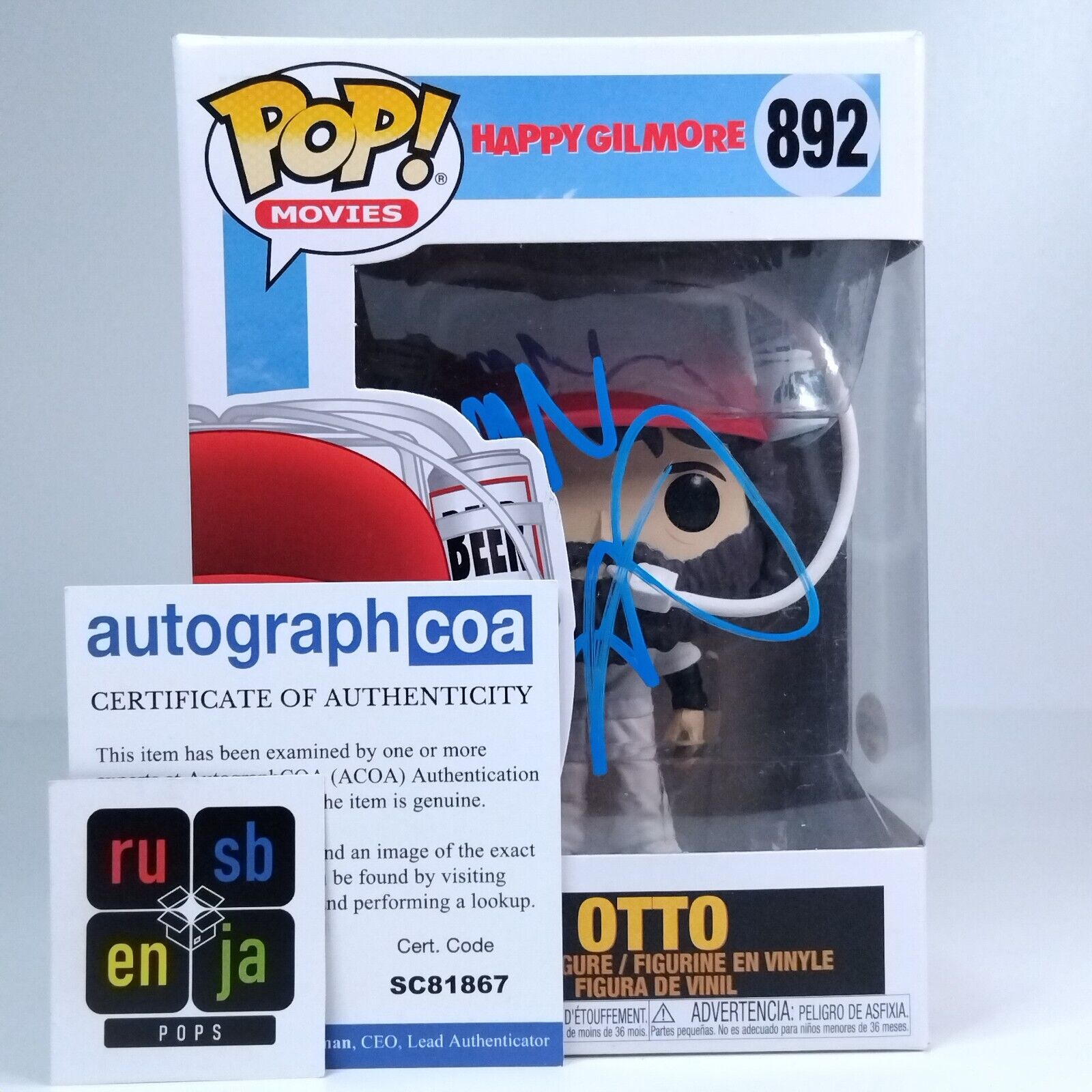 Funko Pop! Movies Happy Gilmore Otto Signed Allen Covert ACOA #892 WS