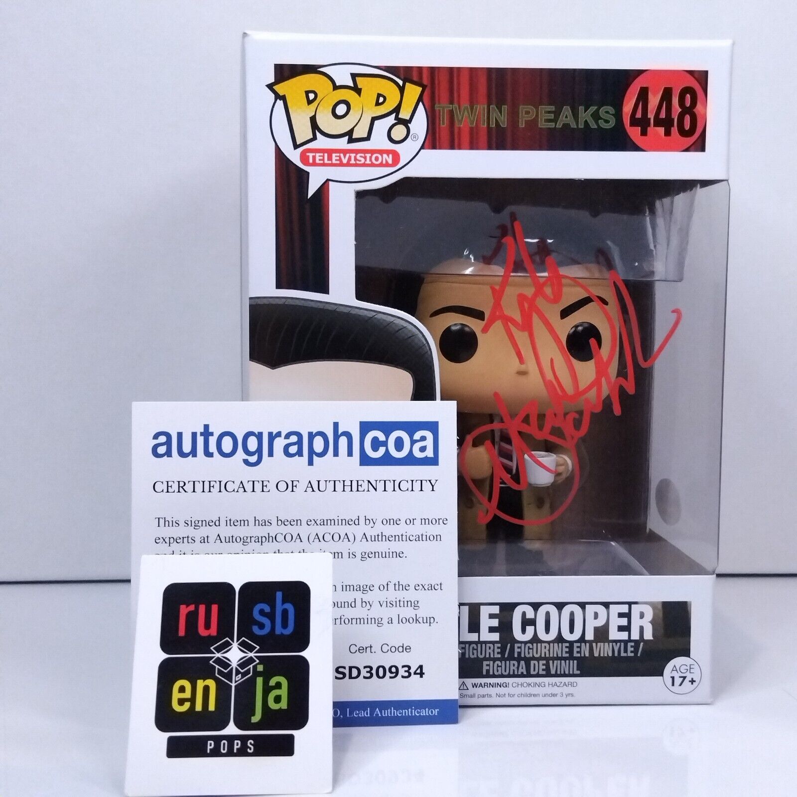 Funko Pop! TV Twin Peaks Dale Cooper Signed Kyle MacLachlan COA #448 WS