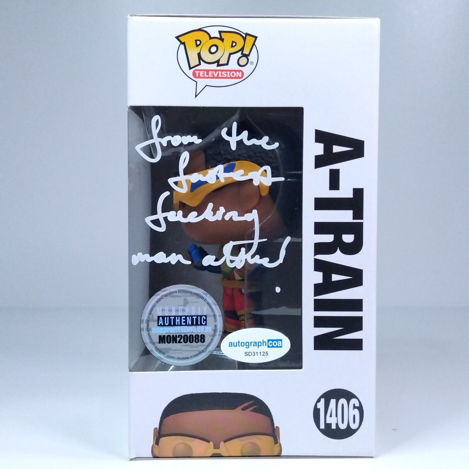 Funko Pop! TV The Boys A-Train Signed & Quote Jessie T Usher COA #1406