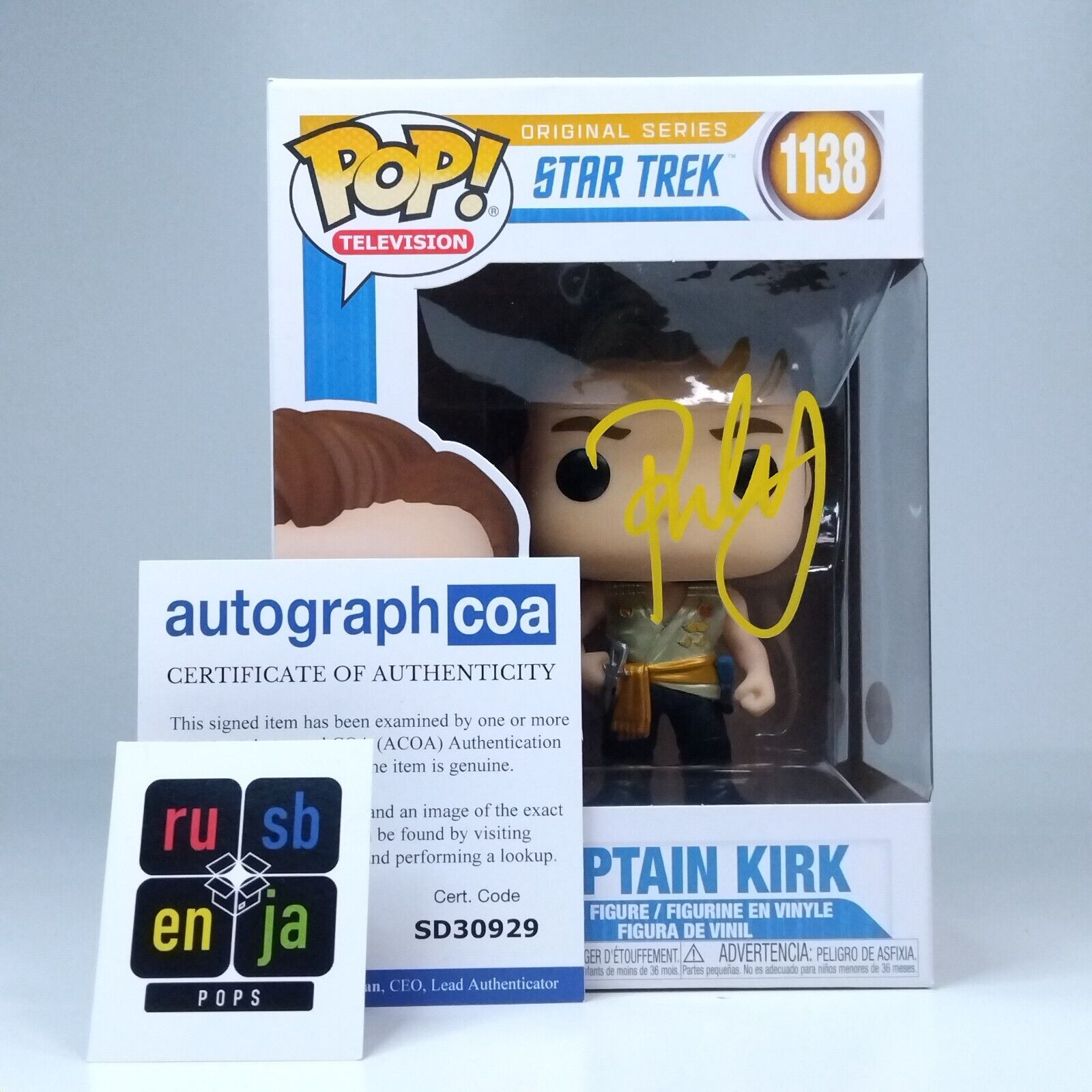 Funko Pop! TV Star Trek Captain Kirk Signed Paul Wesley COA #1138 WS