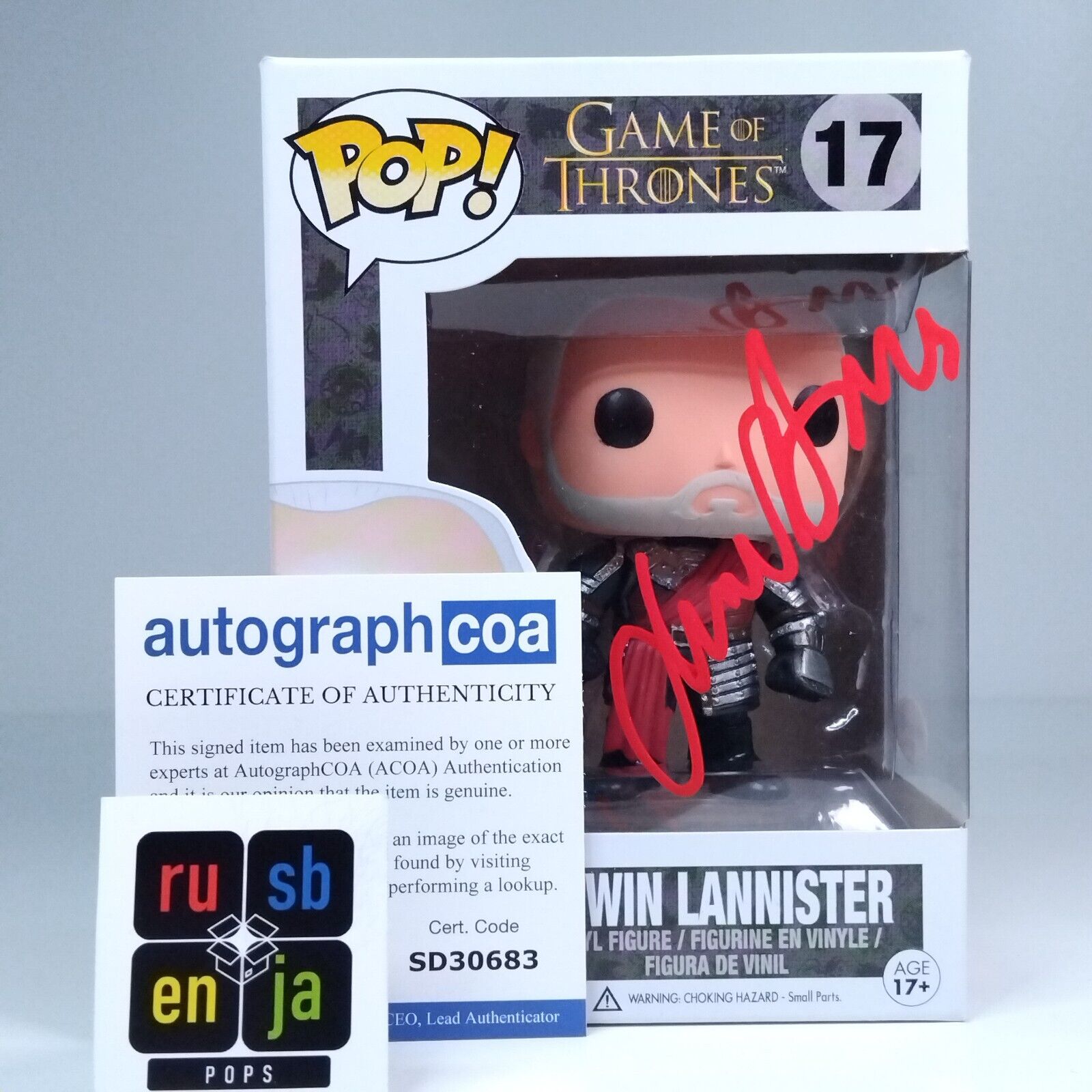 Funko Pop! TV Game of Thrones Tywin Lannister Signed Charles Dance COA #17 WS