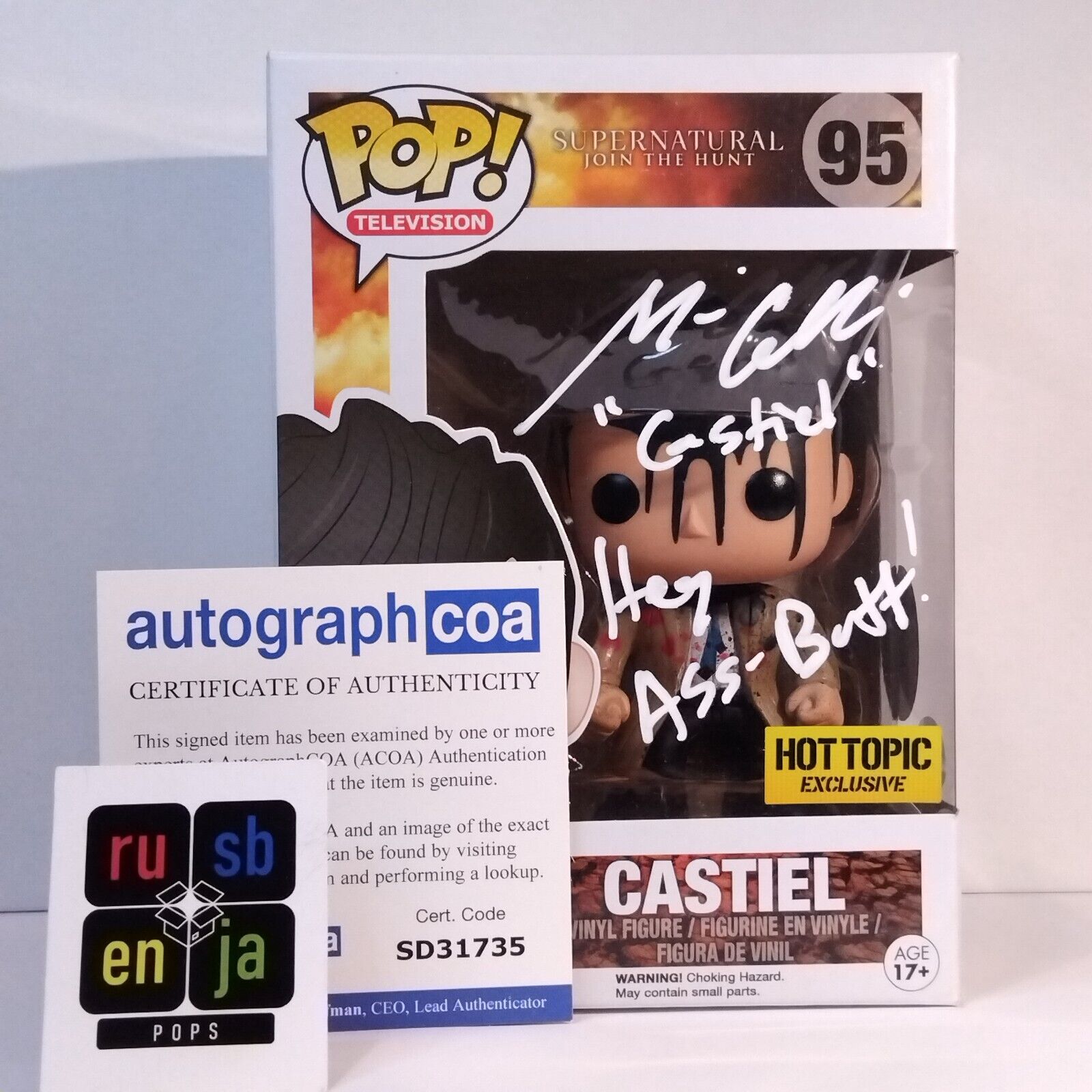 Funko Pop! TV Supernatural Castiel Signed Misha Collins COA #95