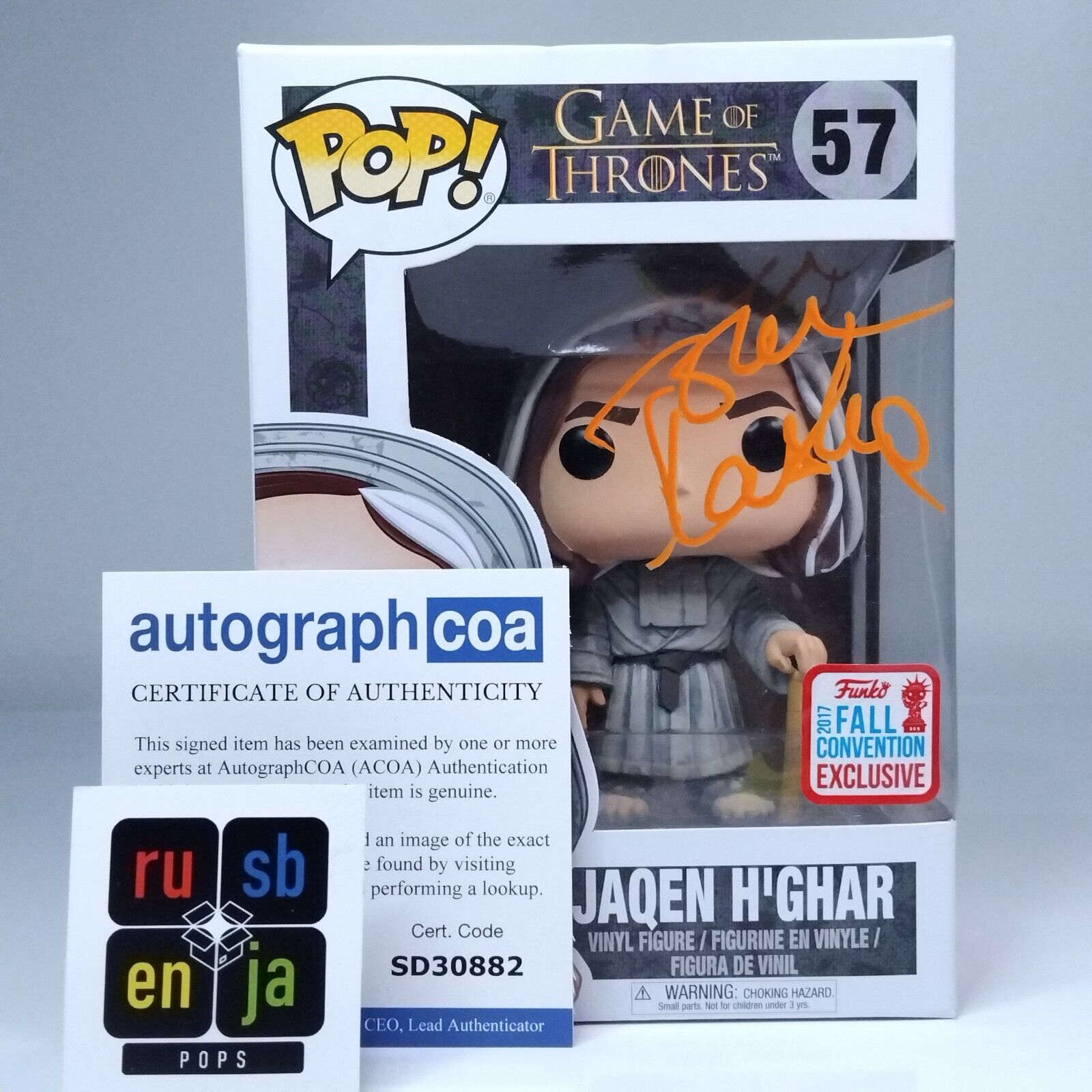 Funko Pop! TV Game of Thrones Jaqen H'Ghar Signed Tom Wlaschiha COA #57 WS