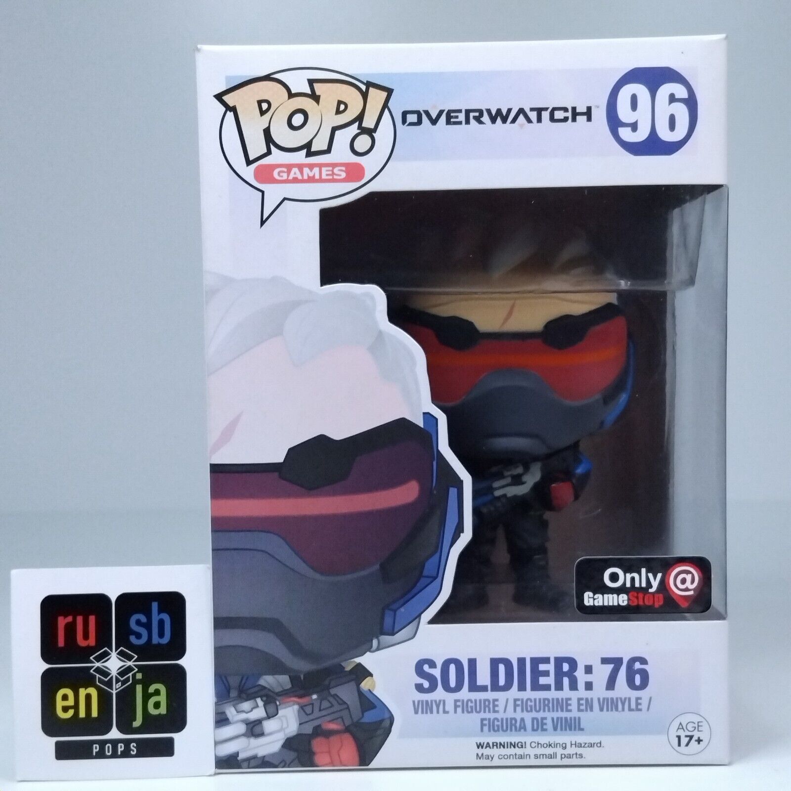 Funko Pop! Games Overwatch Soldier:76 Gamestop Exclusive #96 FADED BOX FRONT