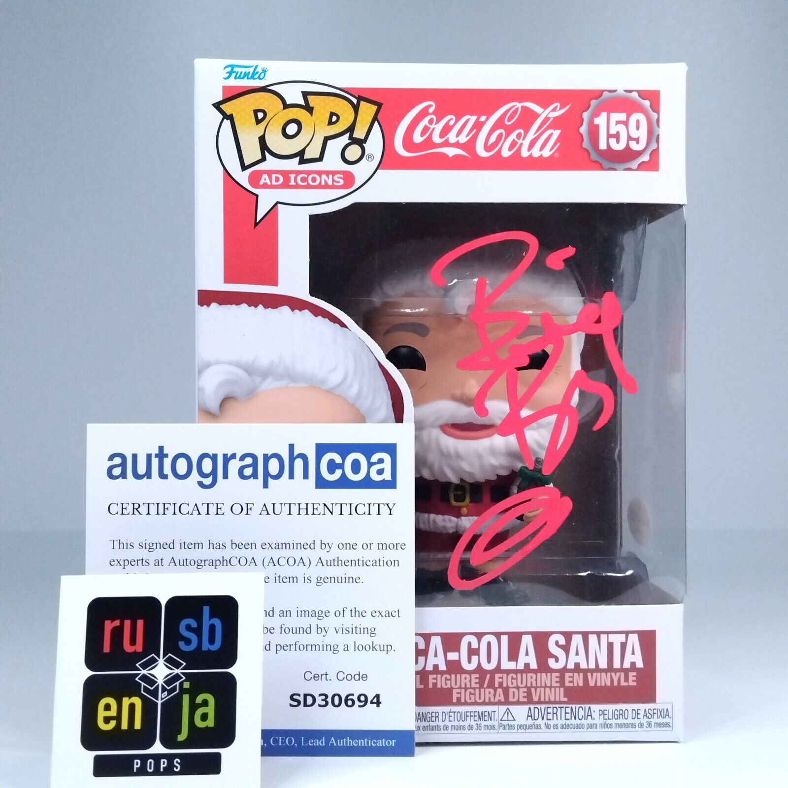 Funko Pop! Coca-Cola Santa Bad Santa Signed Billy Bob Thornton COA #159 WS