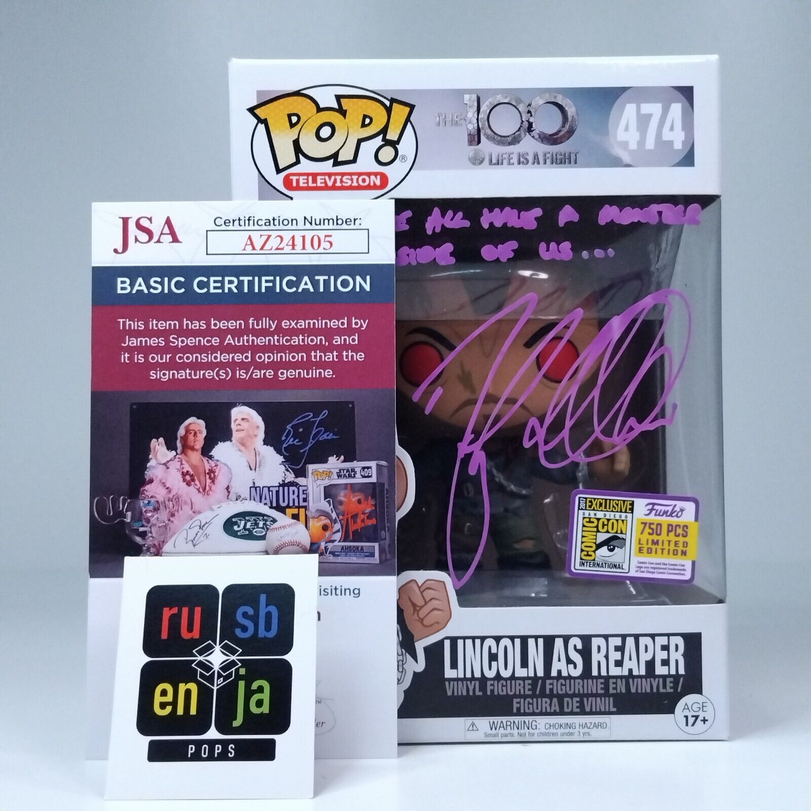 Funko Pop! TV The 100 Lincoln as Reaper SDCC Signed Ricky Whittle COA #474