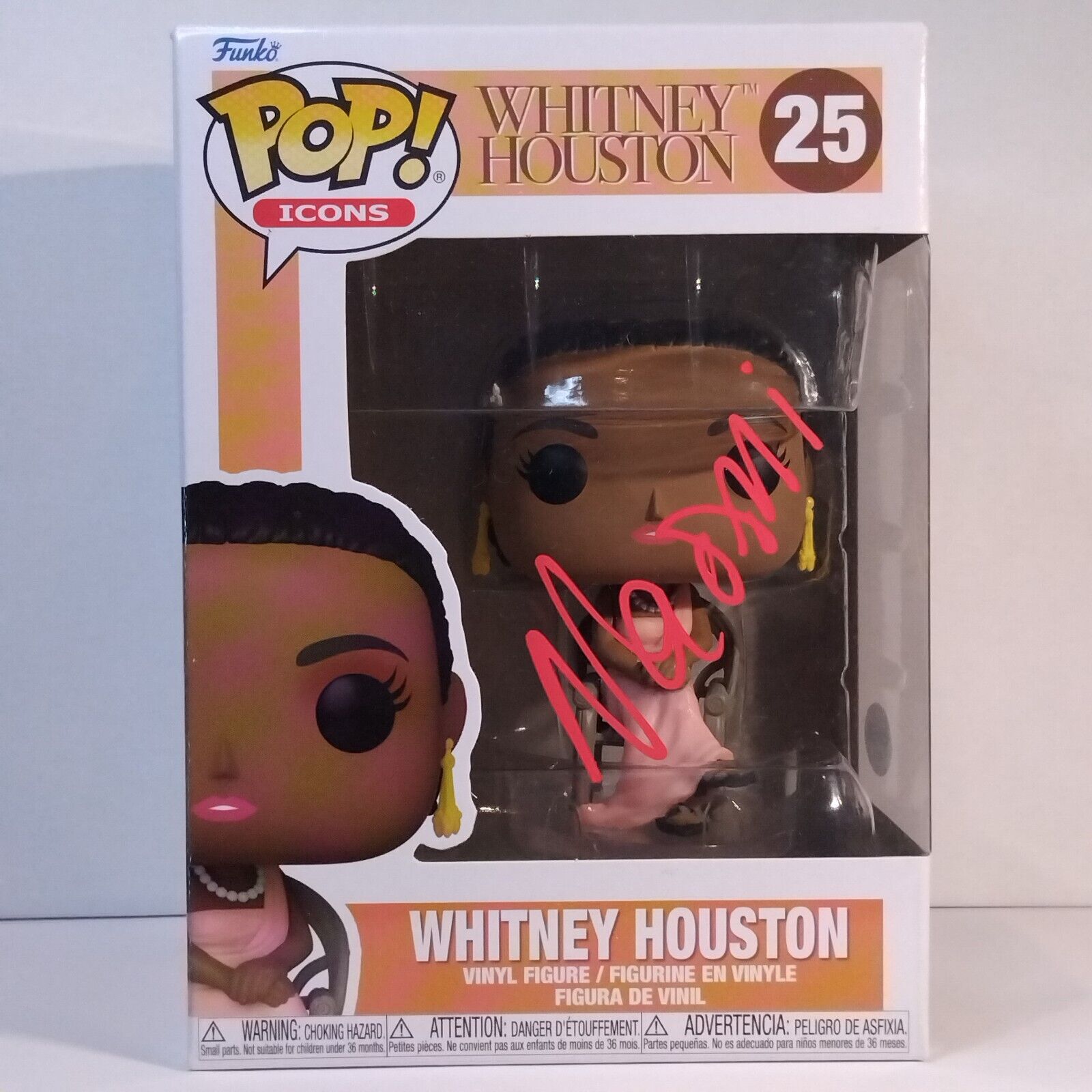 Funko Pop! Rocks Music Icons Whitney Houston Signed Naomi Ackie COA #25 WS