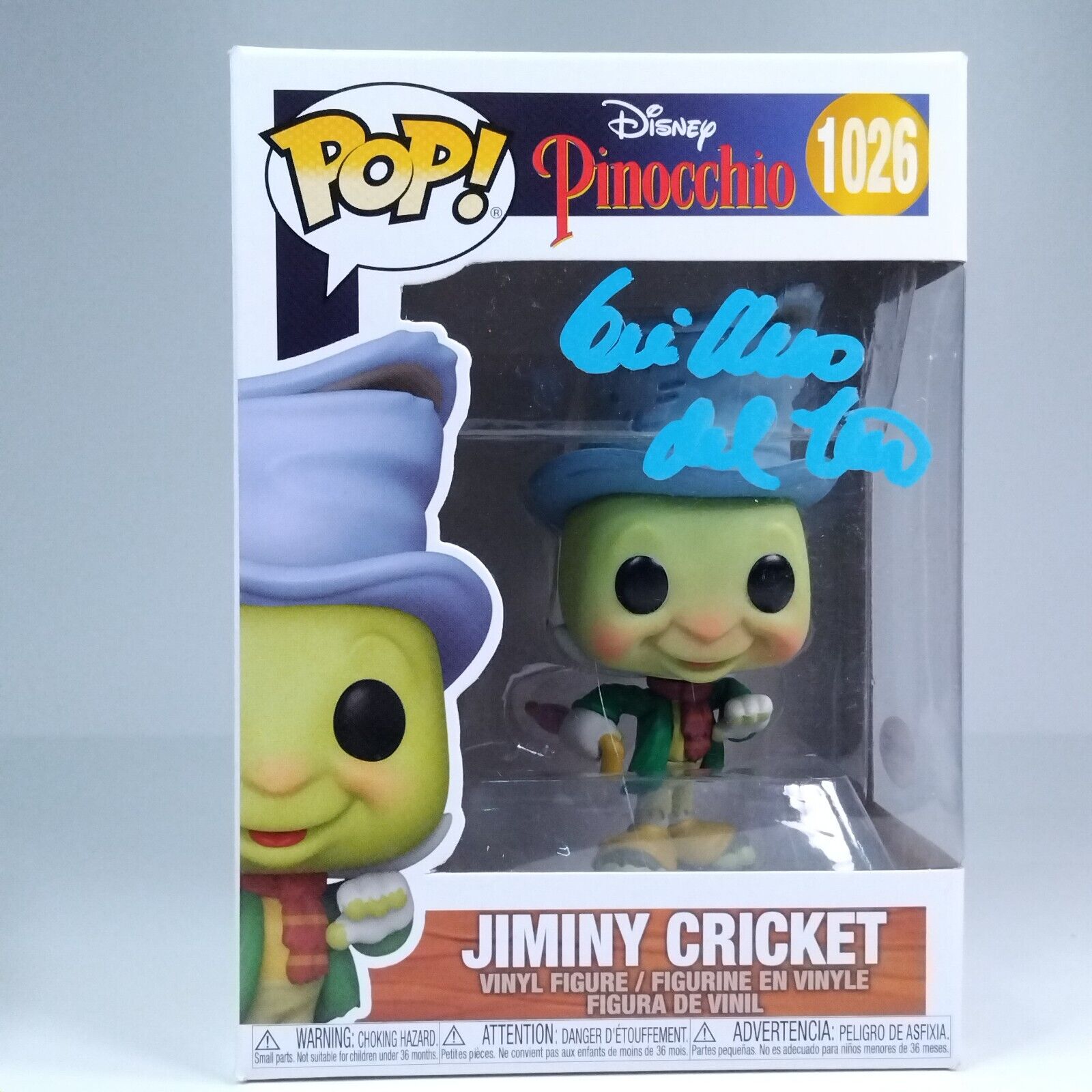 Funko Pop! Disney Pinocchio Jiminy Cricket Signed Guillermo Del Toro #1029 WS