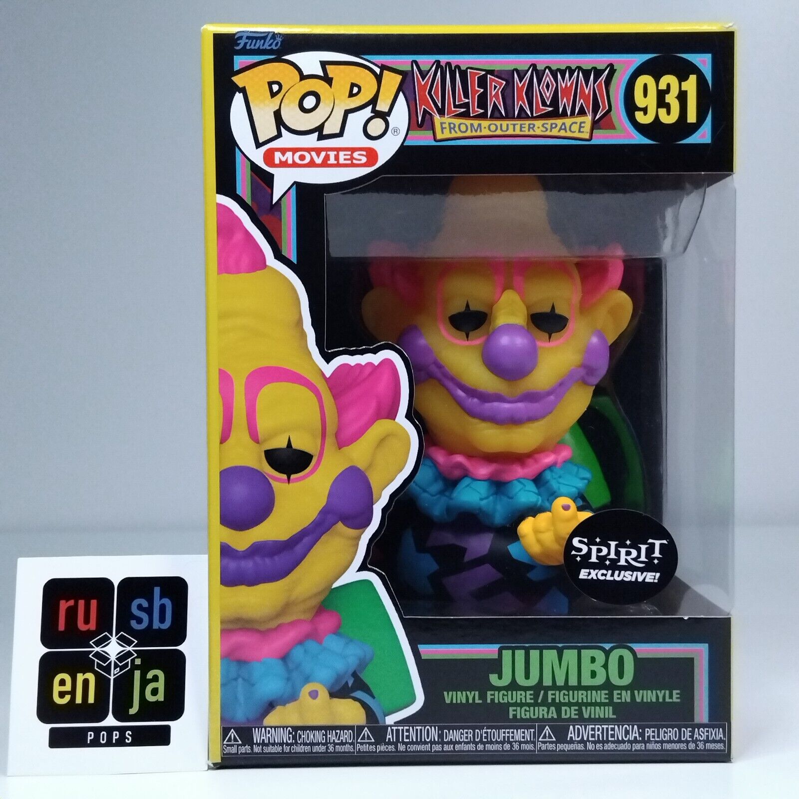 Funko Pop! Movies Horror Killer Klowns Blacklight Jumbo Spirit Exclusive #931