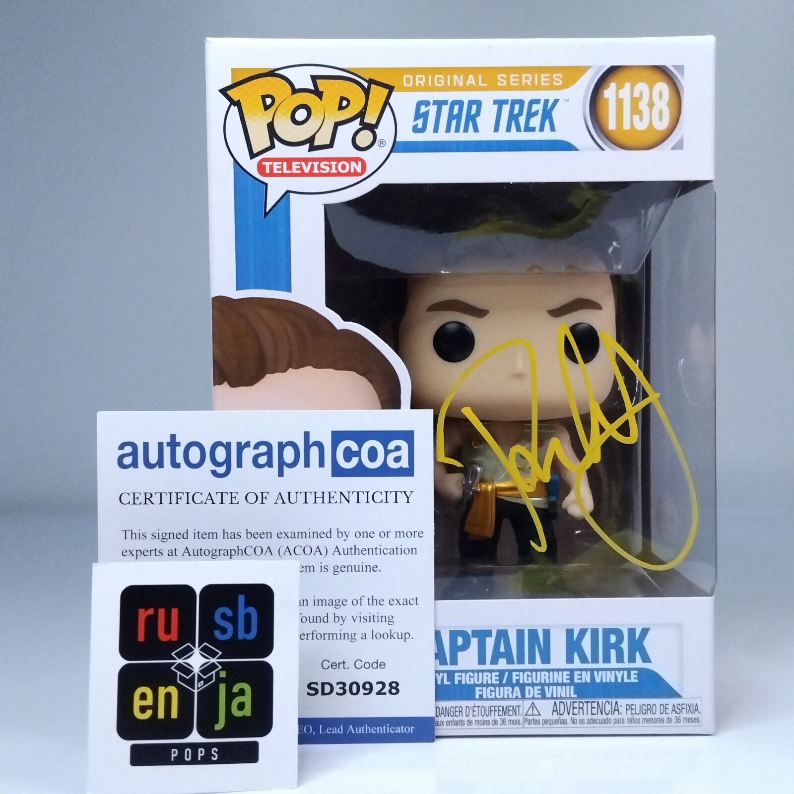 Funko Pop! TV Star Trek Captain Kirk Signed Paul Wesley COA #1138 WS