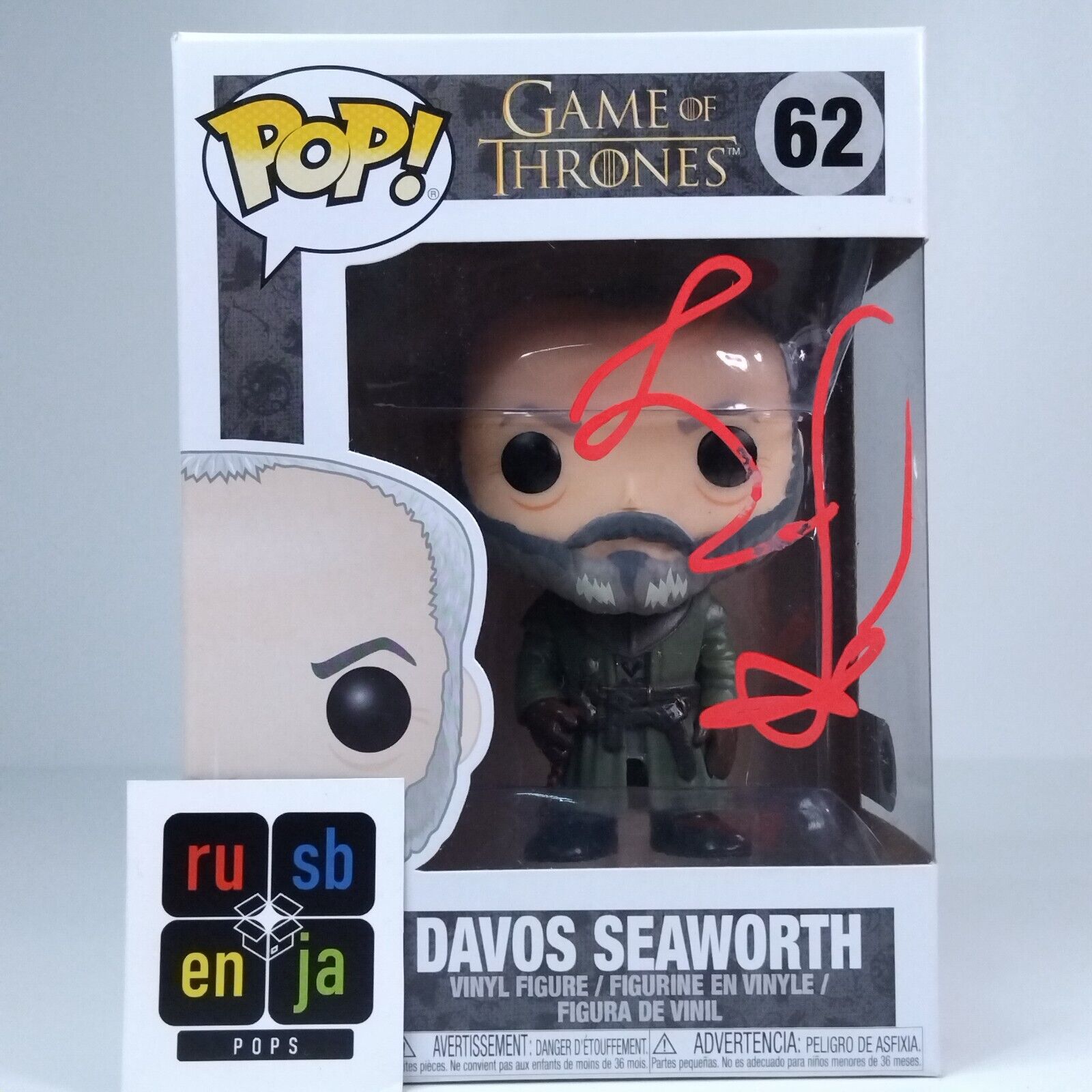 Funko Pop! TV Game of Thrones Davos Seaworth Signed Liam Cunningham COA #62 WS