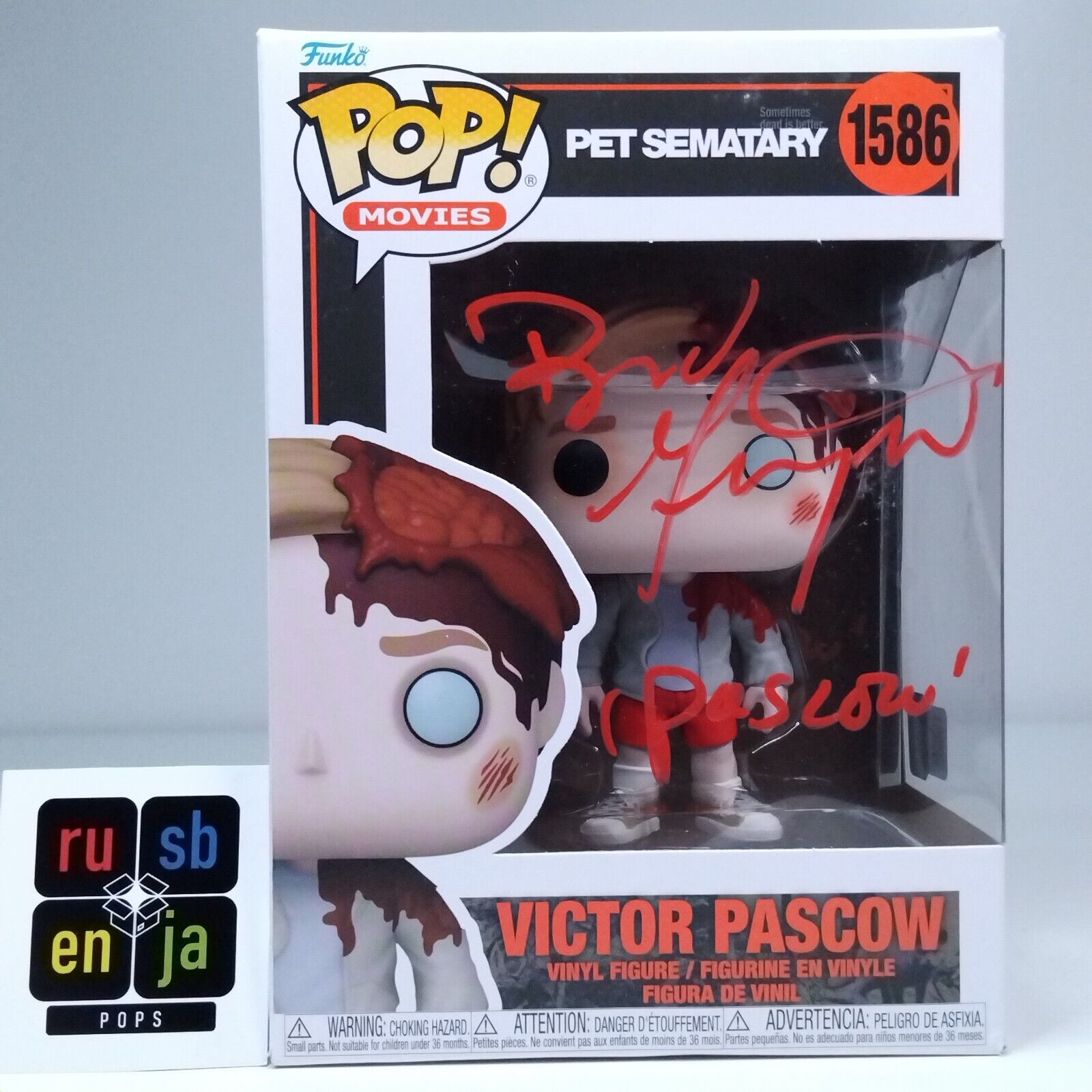 Funko Pop! Movies Pet Semetary Victor Pascow Signed Brad Greenquist COA #1586