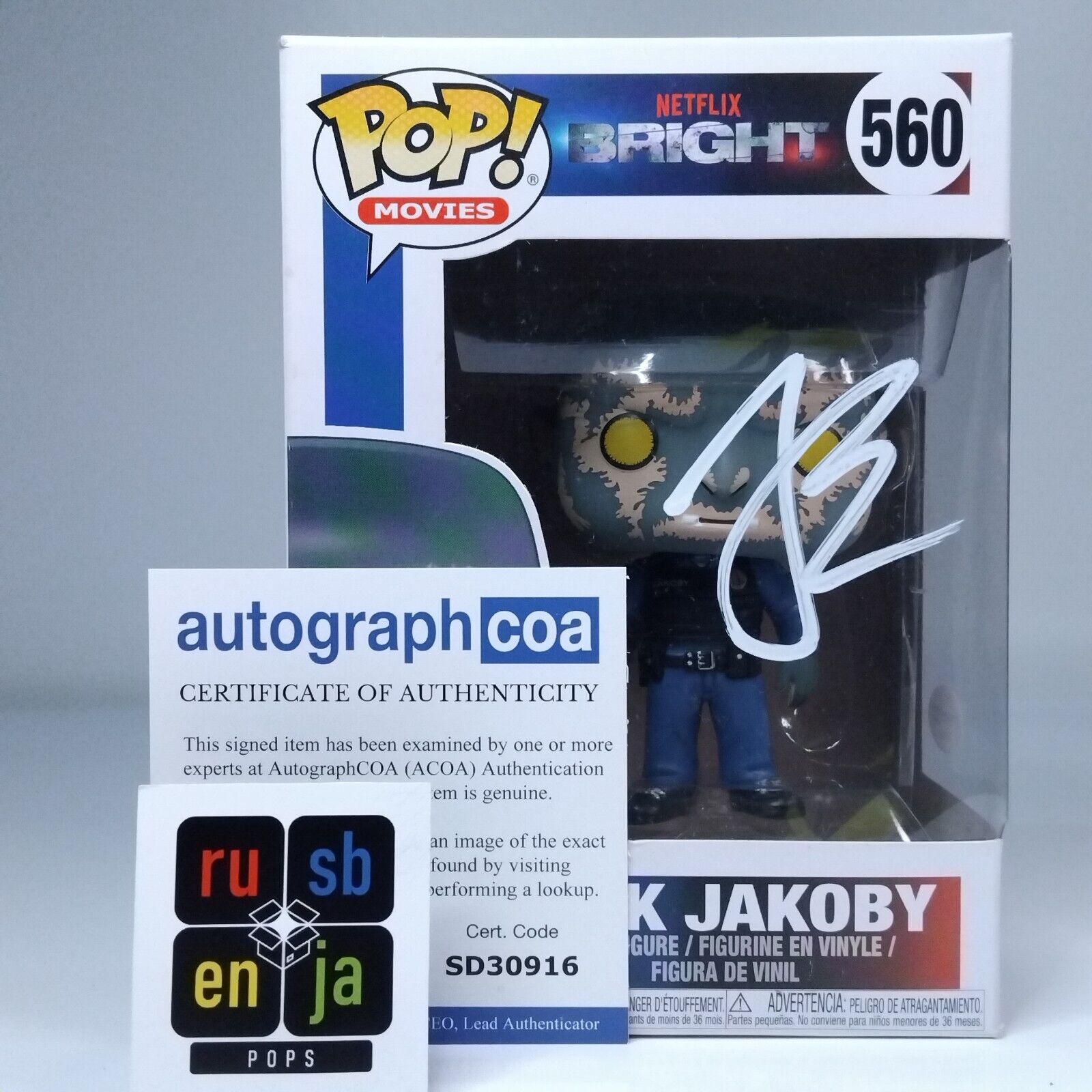 Funko Pop! Movies Bright Nick Jakoby Signed Joel Edgerton COA #560 WS