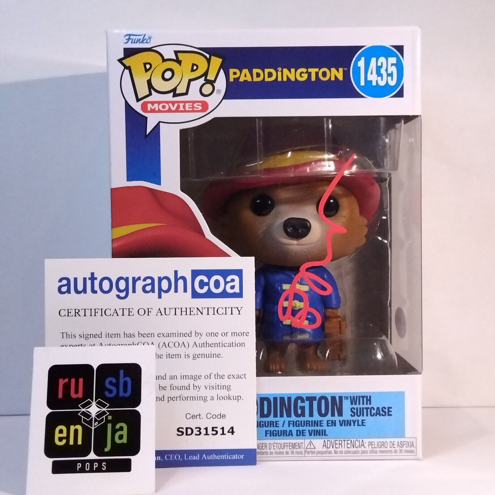 Funko Pop! Movies Paddington Signed Ben Whishaw COA #1435 WS