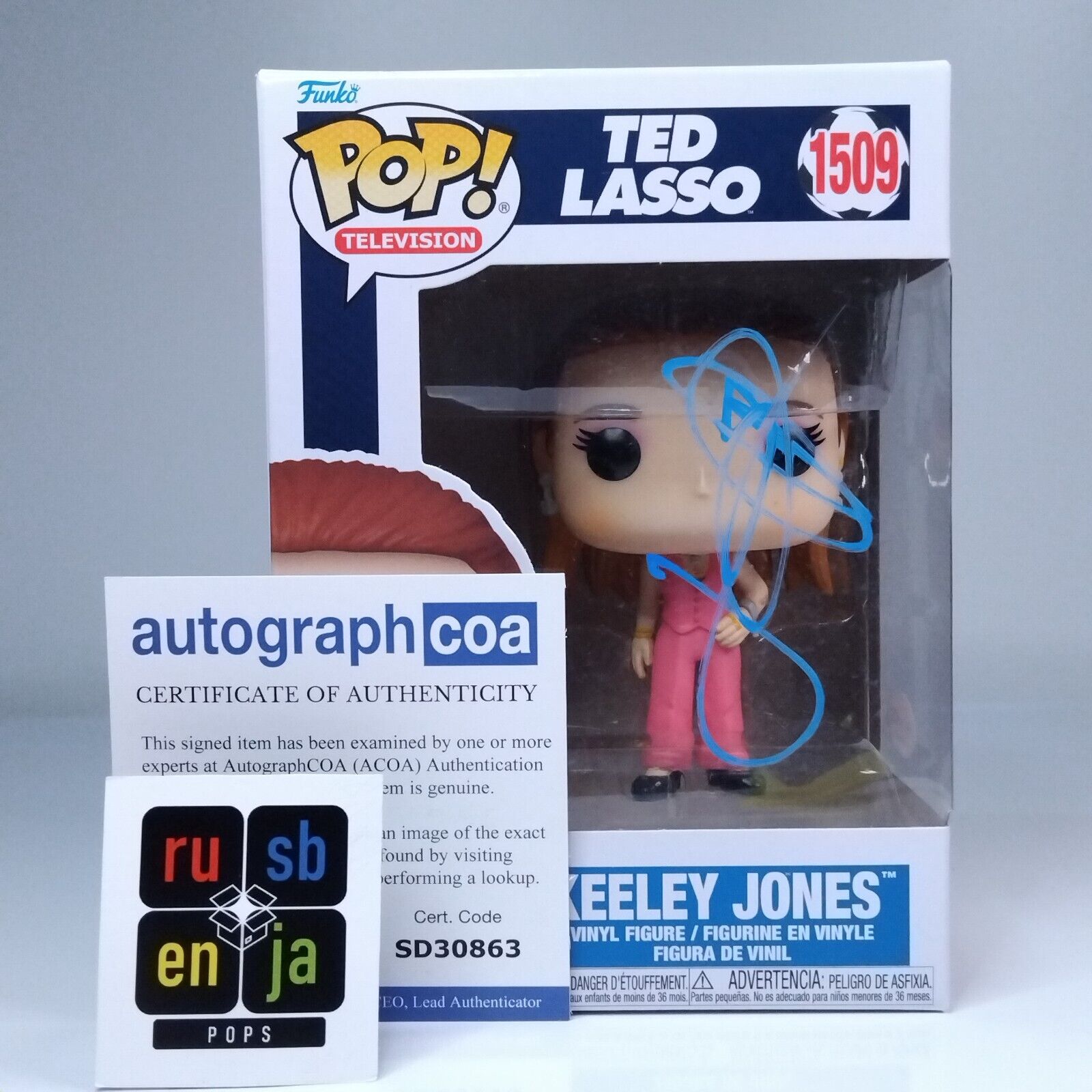 Funko Pop! TV Ted Lasso Keeley Jones Signed Juno Temple COA #1509 WS