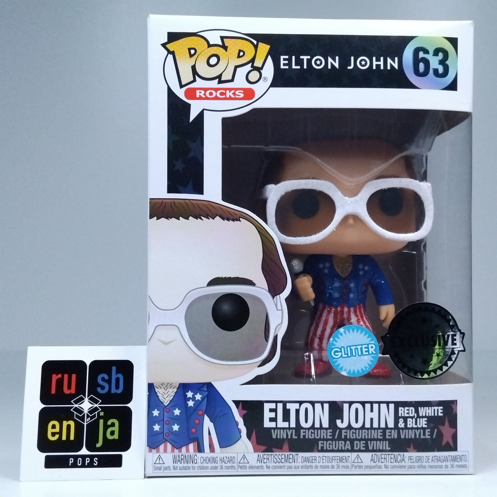 Funko Pop! Rocks Music Elton John Red, White & Blue Glitter Exclusive #63