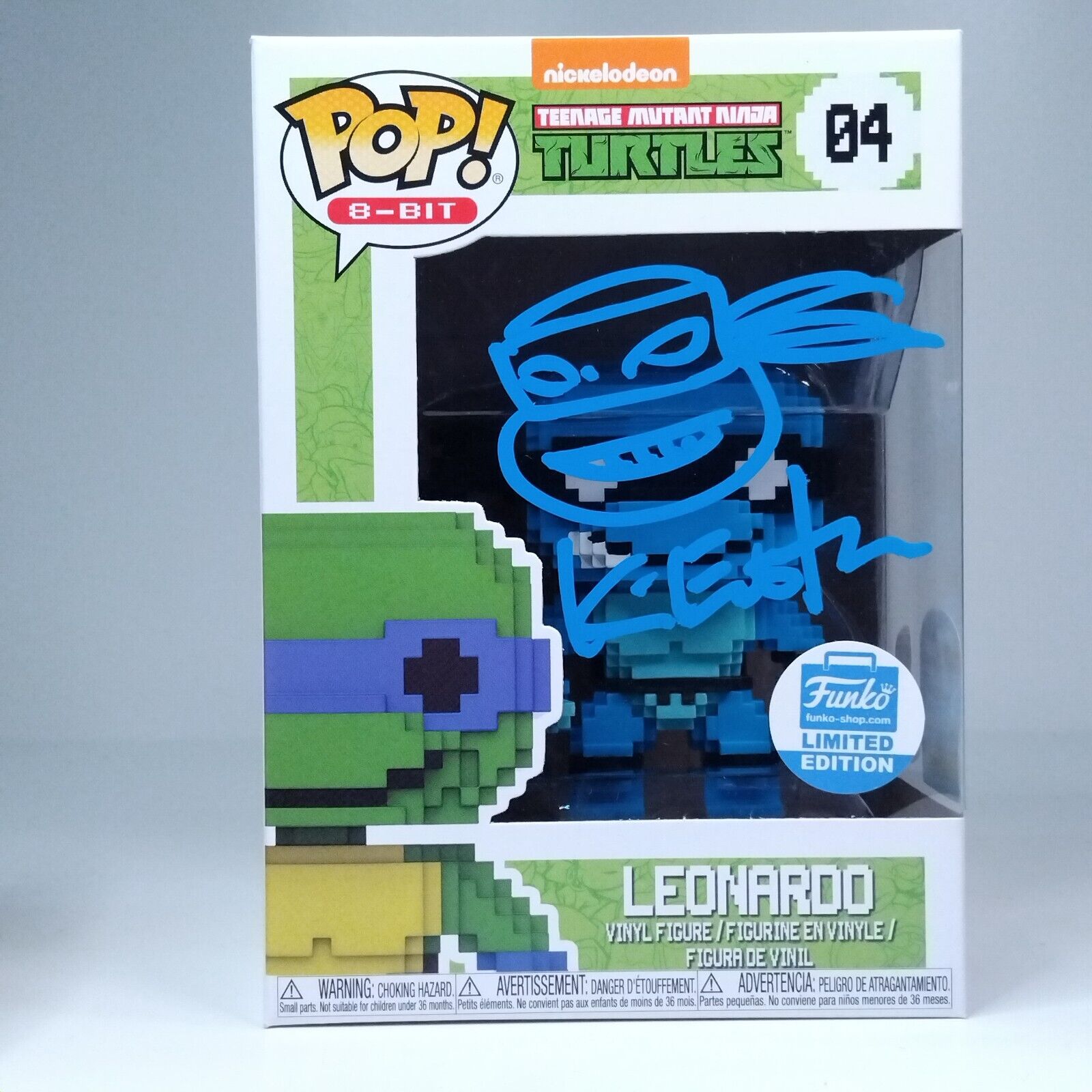 Funko Pop! 8-BIT TMNT Ninja Turtles Leonardo Signed Kevin Eastman 7BAP COA #04