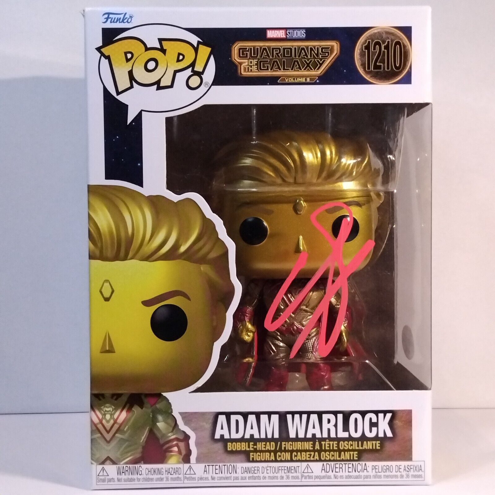 Funko Pop! Marvel Guardians Galaxy Adam Warlock Signed Will Poulter COA #1210 WS