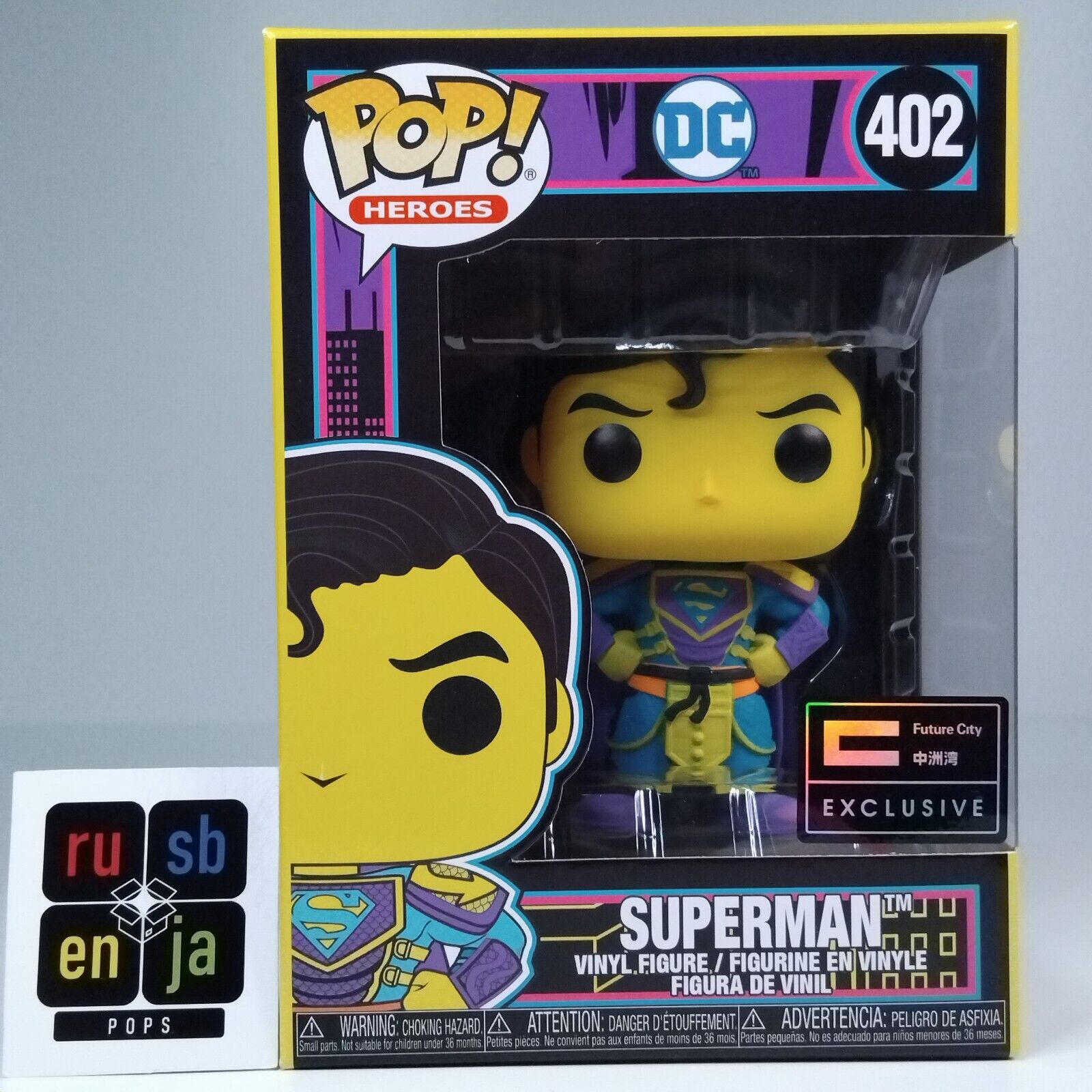 Funko Pop! DC Heroes Imperial Palace Superman Blacklight Future City #402