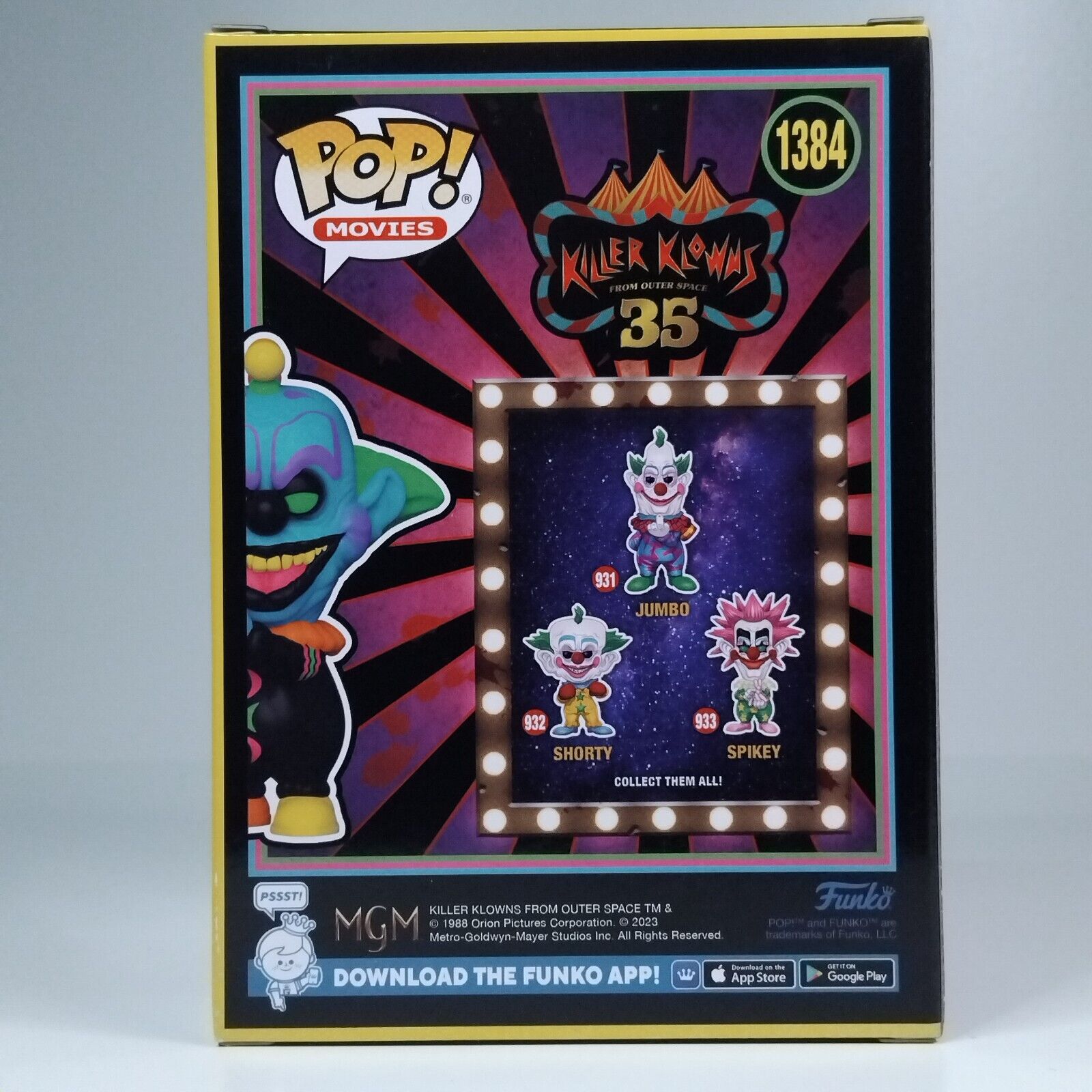 Funko Pop! Movies Horror Killer Klowns Blacklight Slim Gamestop Exclusive #1384