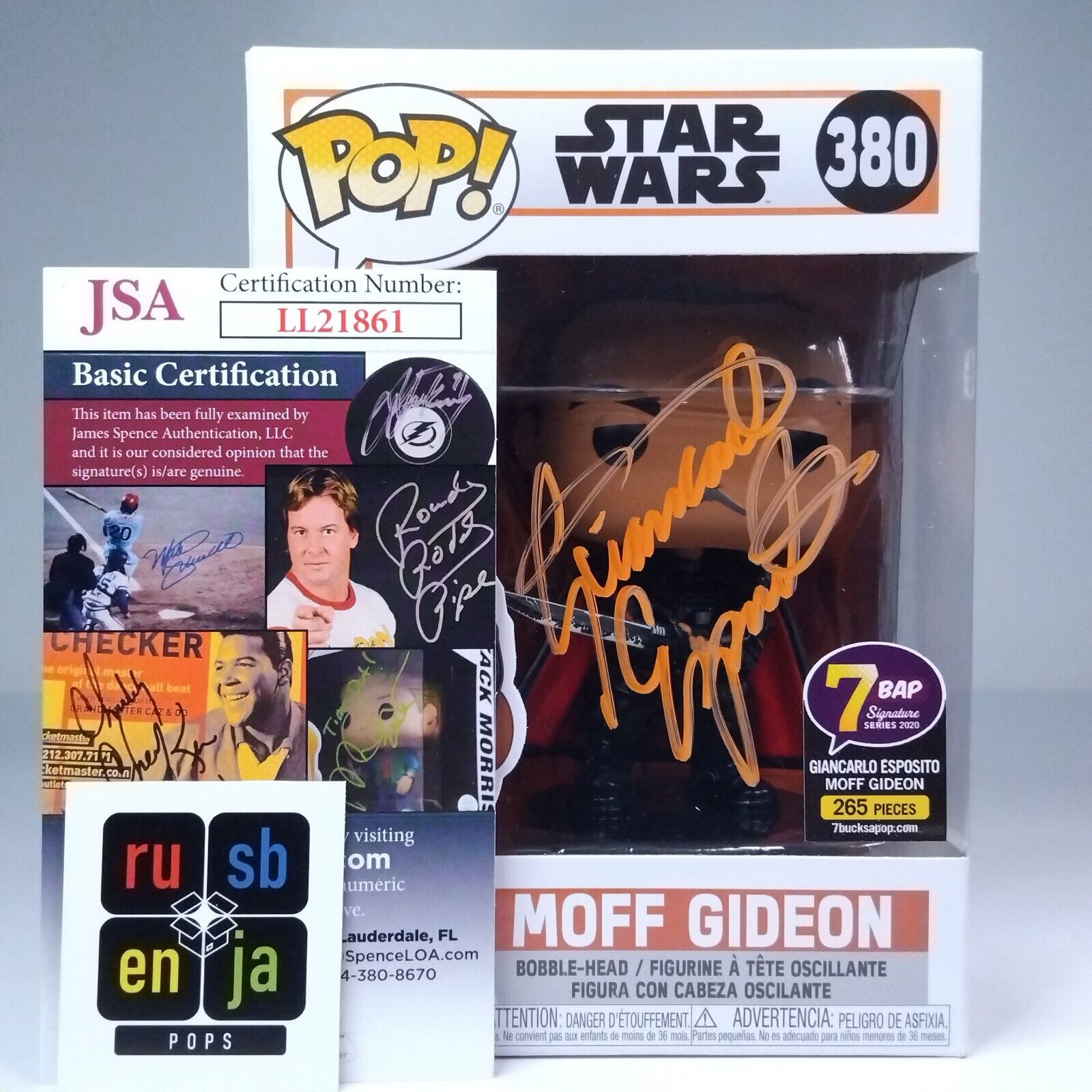 Funko Pop! Star Wars Mandalorian Moff Gideon Signed Giancarlo Esposito 7BAP #380