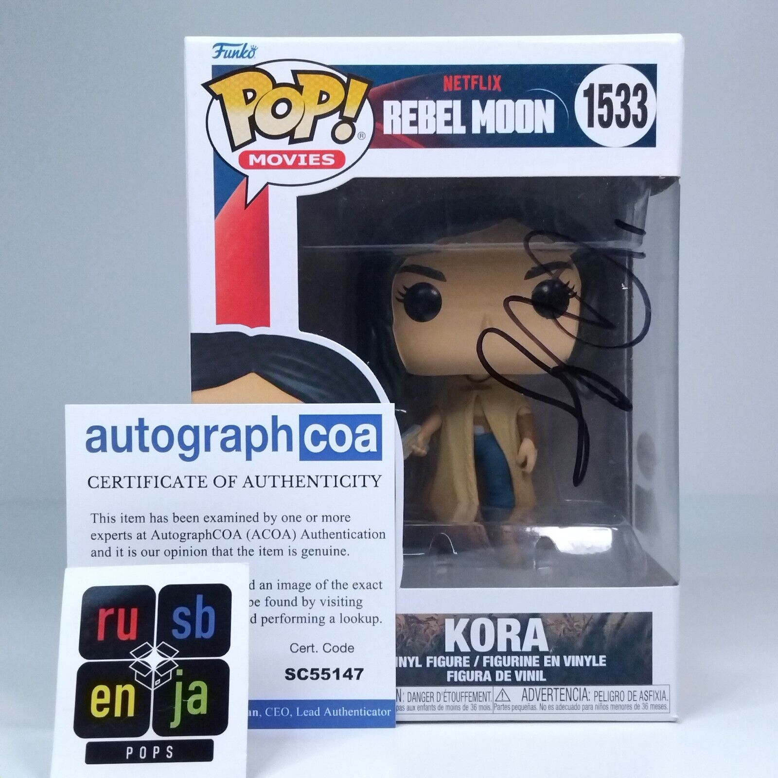 Funko Pop! Movies Rebel Moon Kora Signed Sofia Boutella COA #1533 WS