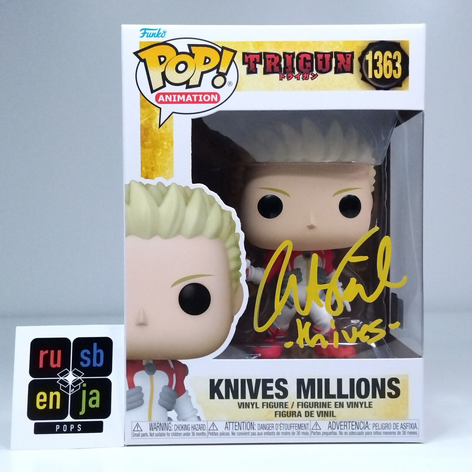 Funko Pop! Anime Trigun Knives Millions Signed Austin Tindle COA #1363