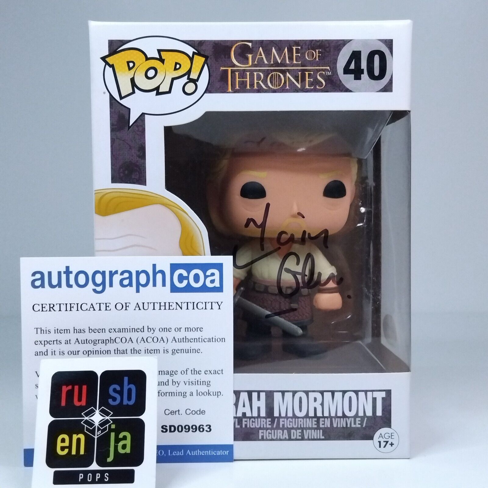 Funko Pop! TV Game of Thrones Jorah Mormont Iain Glen COA #40